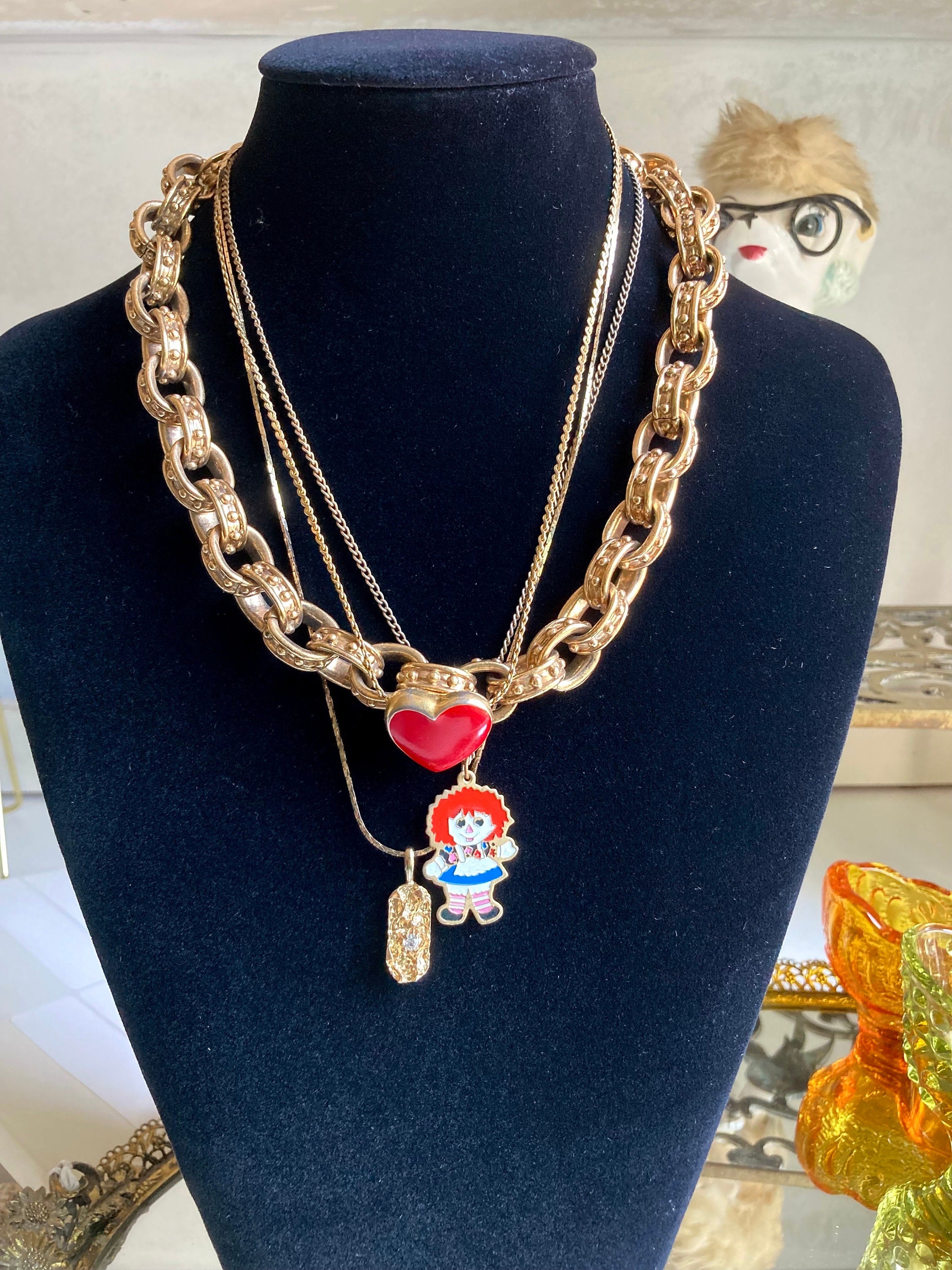 Vintage Pendant and Chain Bold Costume Jewelry Necklaces - Choose from Four
