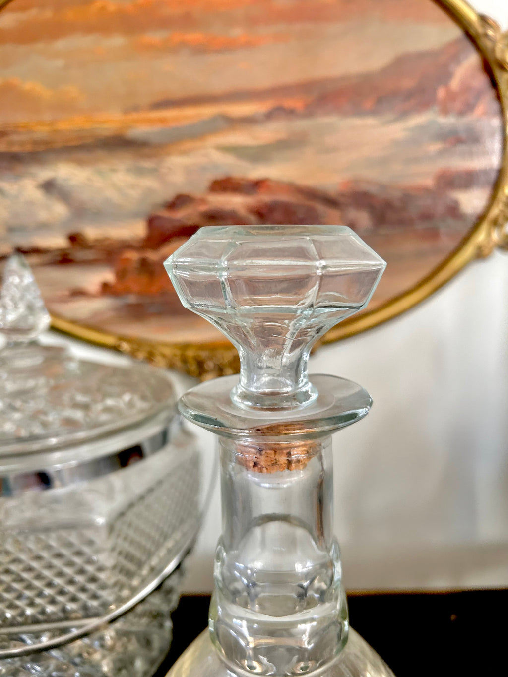 Vintage Glass Decanter Star Pattern H. Walker