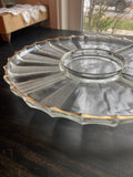 Vintage Jeanette Dewdrop Glass Serving Platter: Gold Wavy Edge, 5-Part Dish