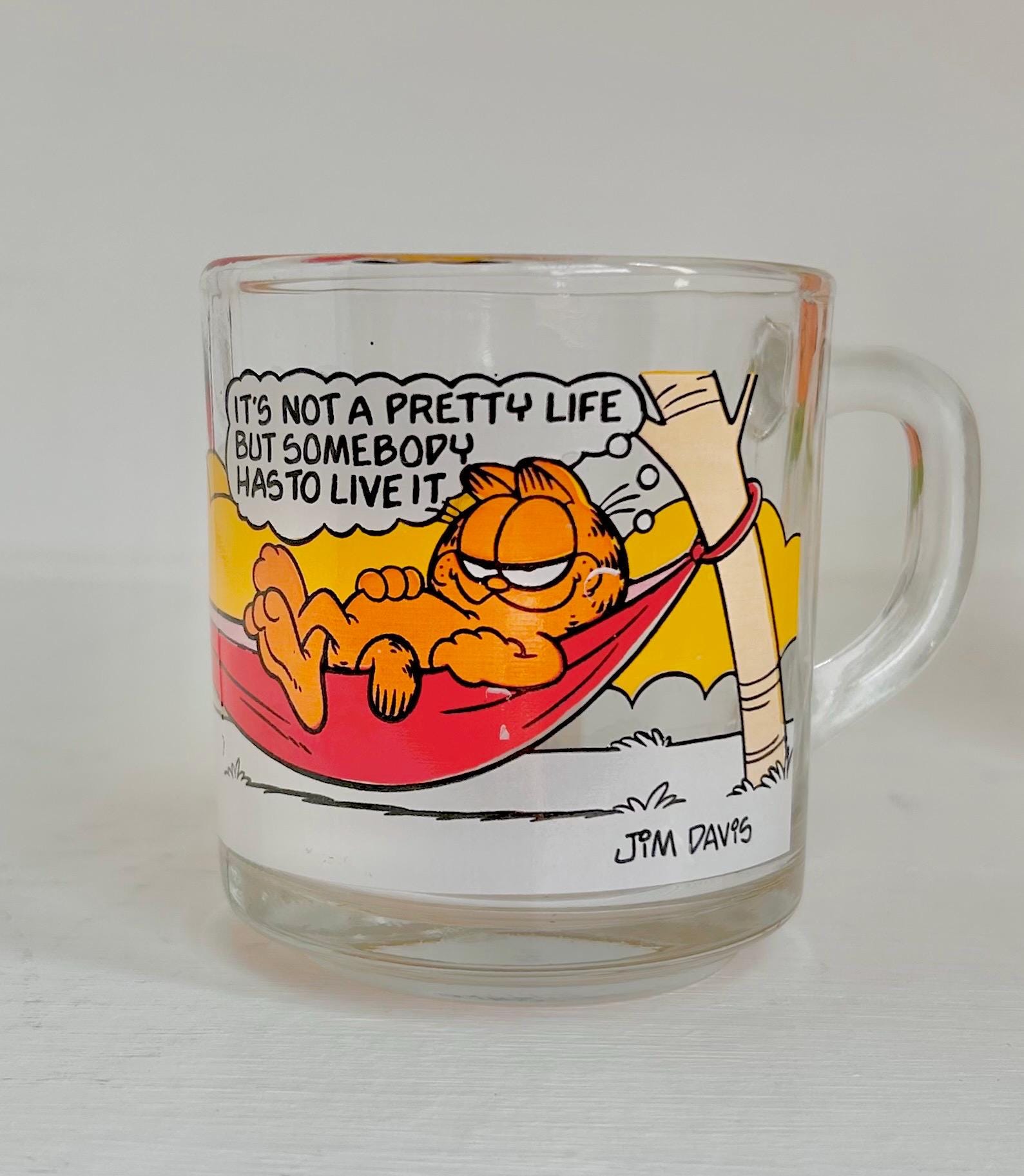 Vintage 1978 Garfield McDonald's Mug: Jim Davis Comic Art Glass Cup