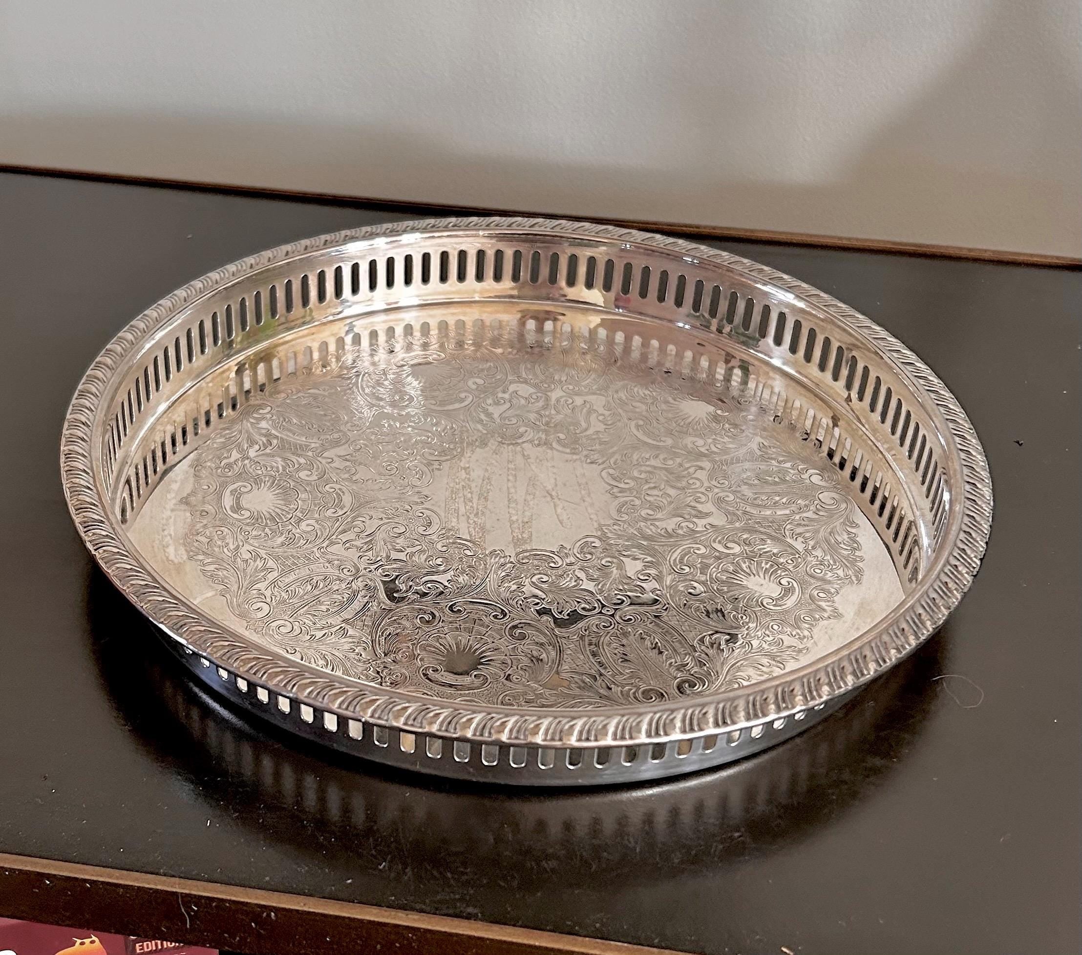 Little 10-inch Vintage Silverplate Gallery Tray by Leonard Co