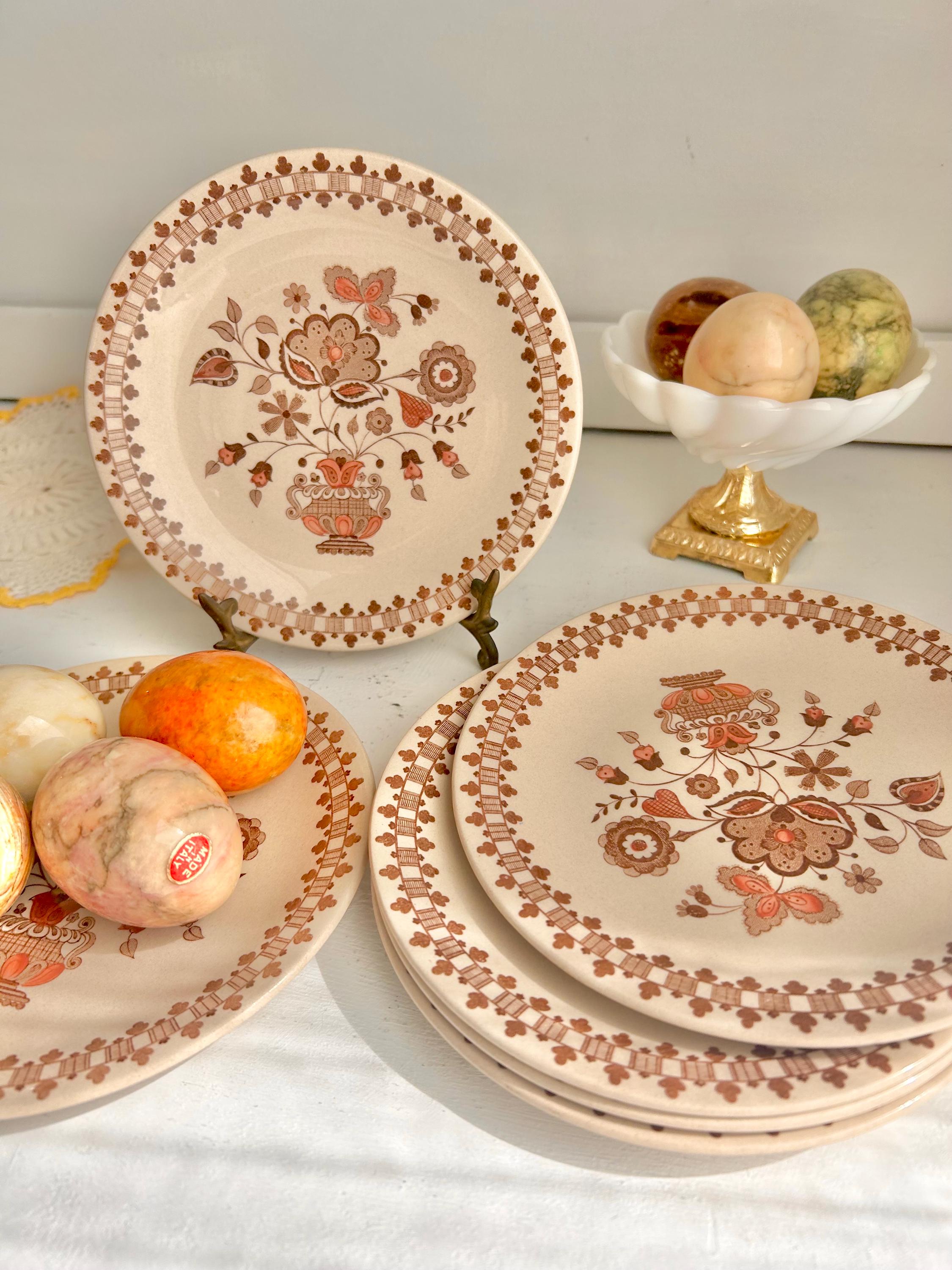 Vintage Johnson Bros Jamestown Side Plates: Cottage Folkloric Set of 6