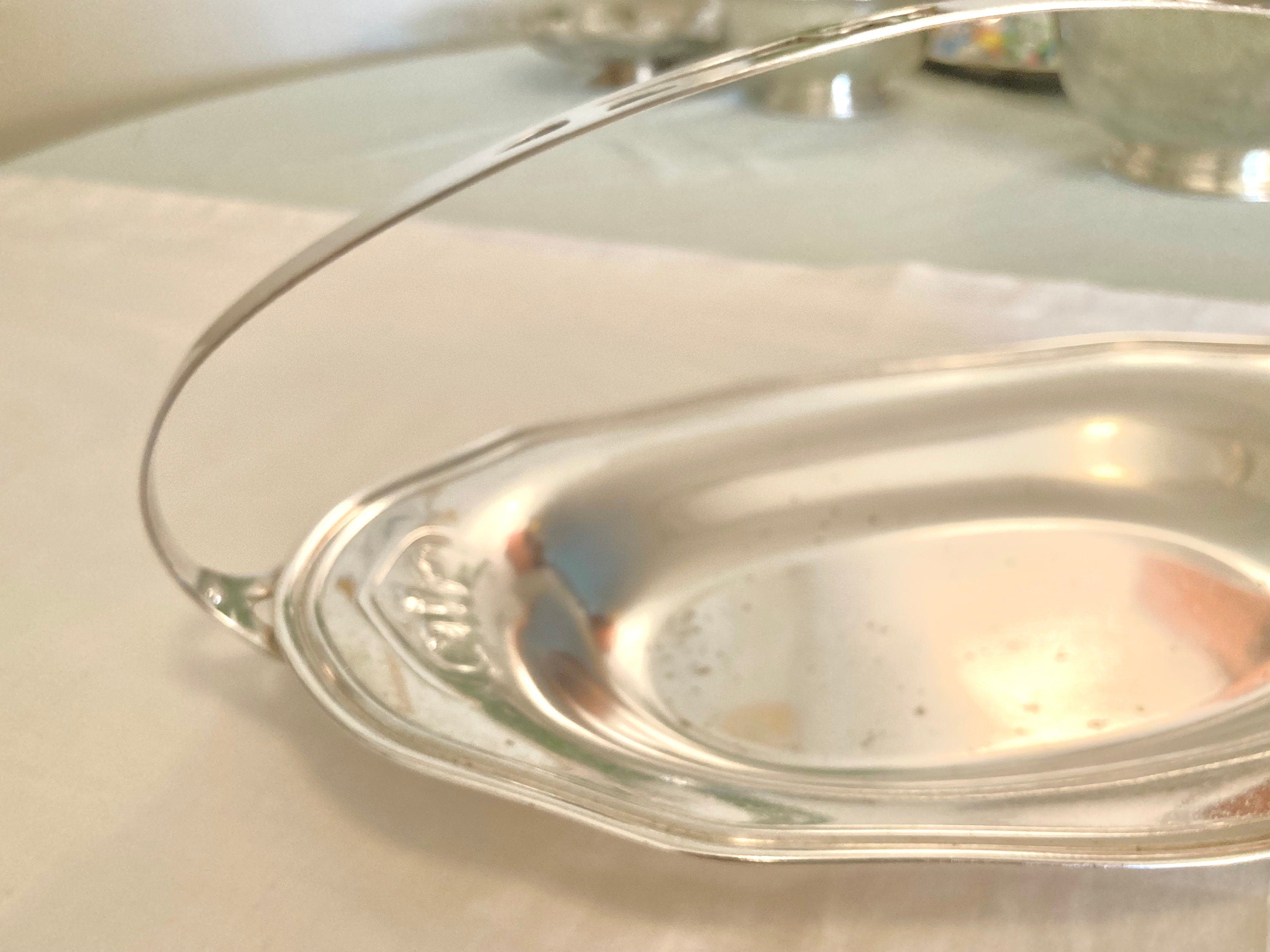 Vintage Silverplate - 13" Tray with Basket Handle, by MB Inc.