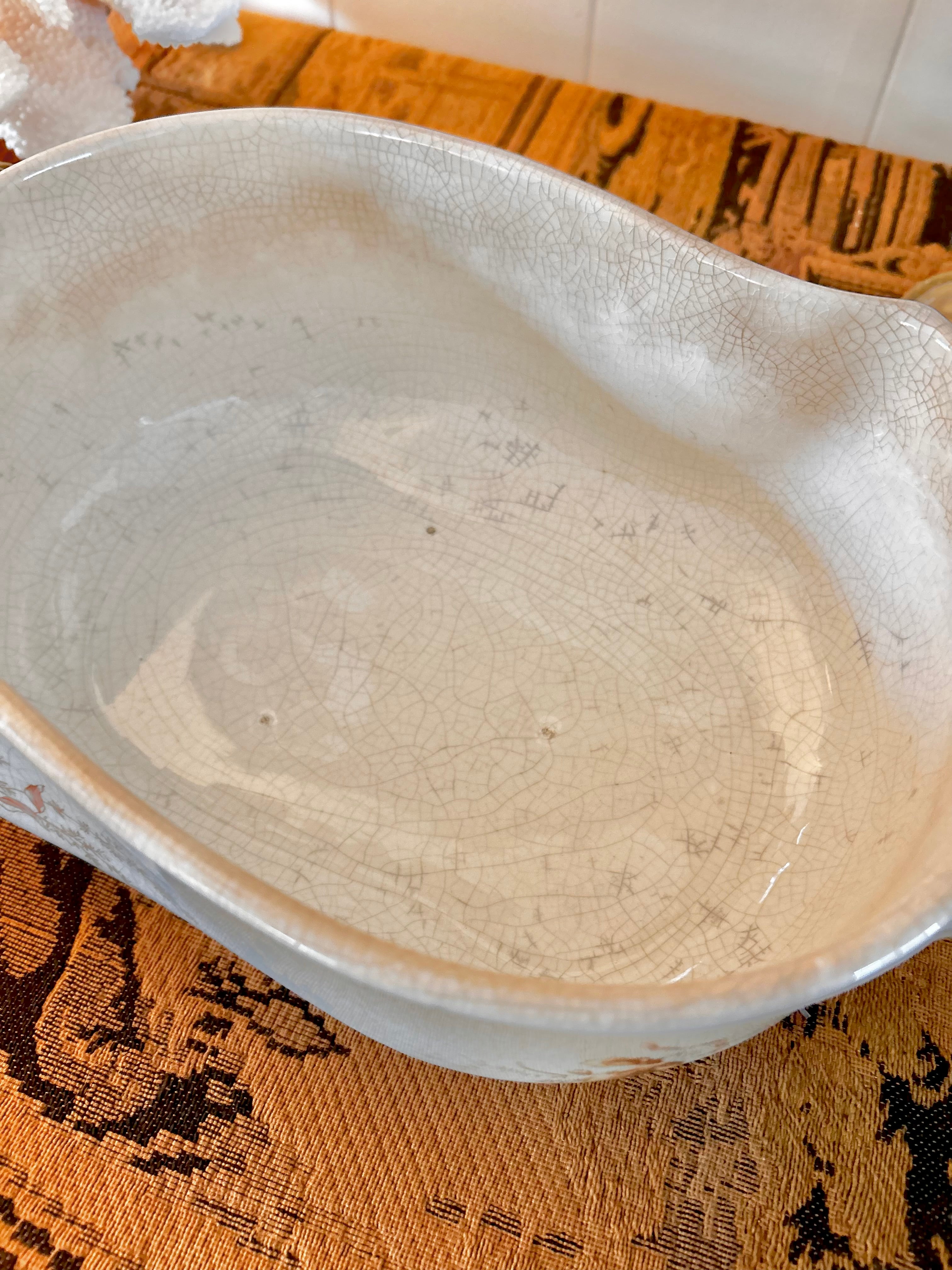 Antique Johnson Bros England Semi Porcelain Stained Ironstone Large Casserole Dish