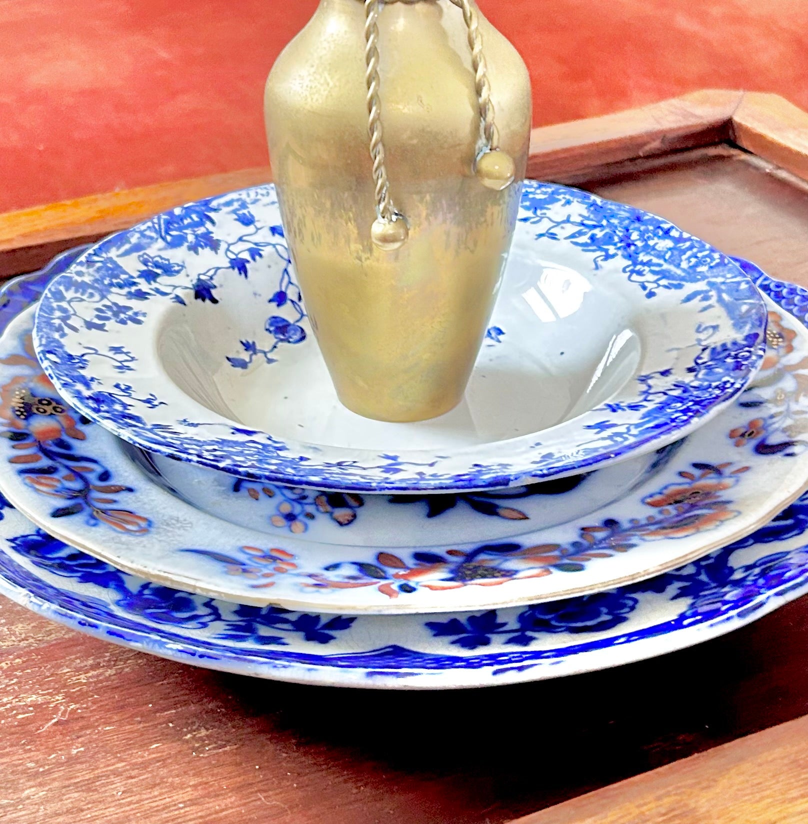 Antique Upper Hanley Blue White Transferware Dish