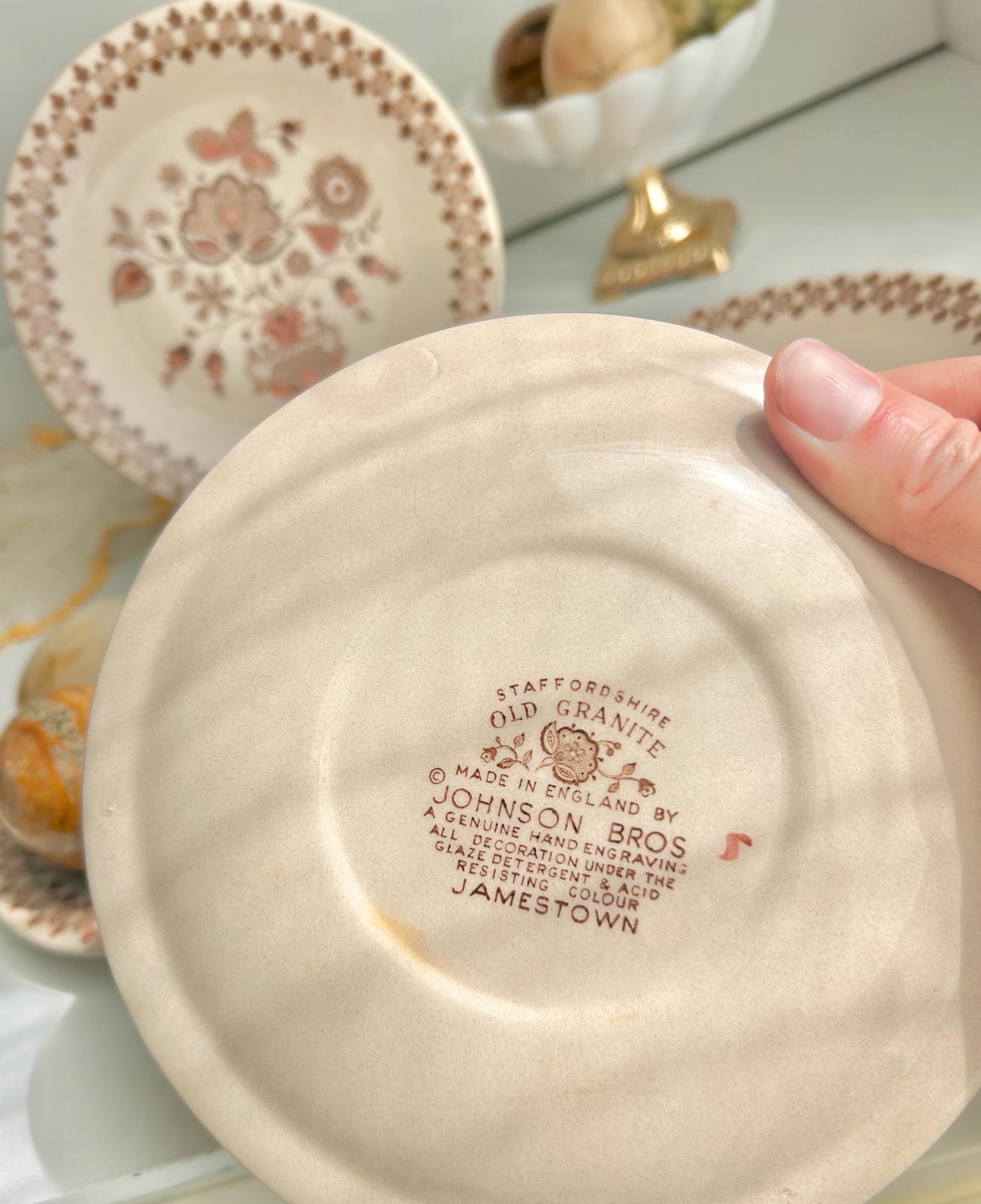 Vintage Johnson Bros Jamestown Side Plates: Cottage Folkloric Set of 6
