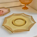 Vintage Amber Glass: Choose from Gilt Octagon Plate or Frosted Flower Compote