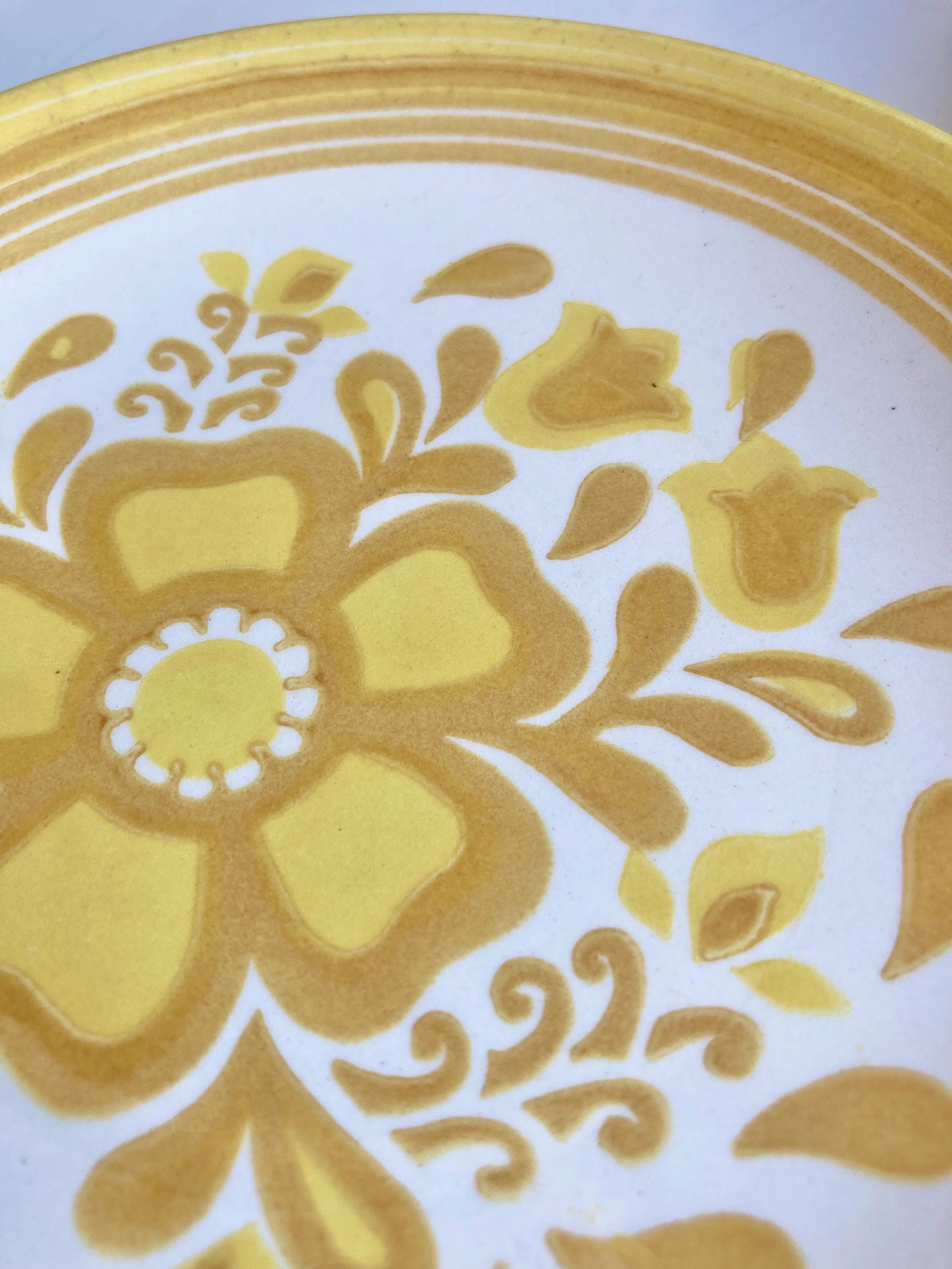 Vintage Cavalier Ironstone Plate Set: Yellow Floral Royal China USA