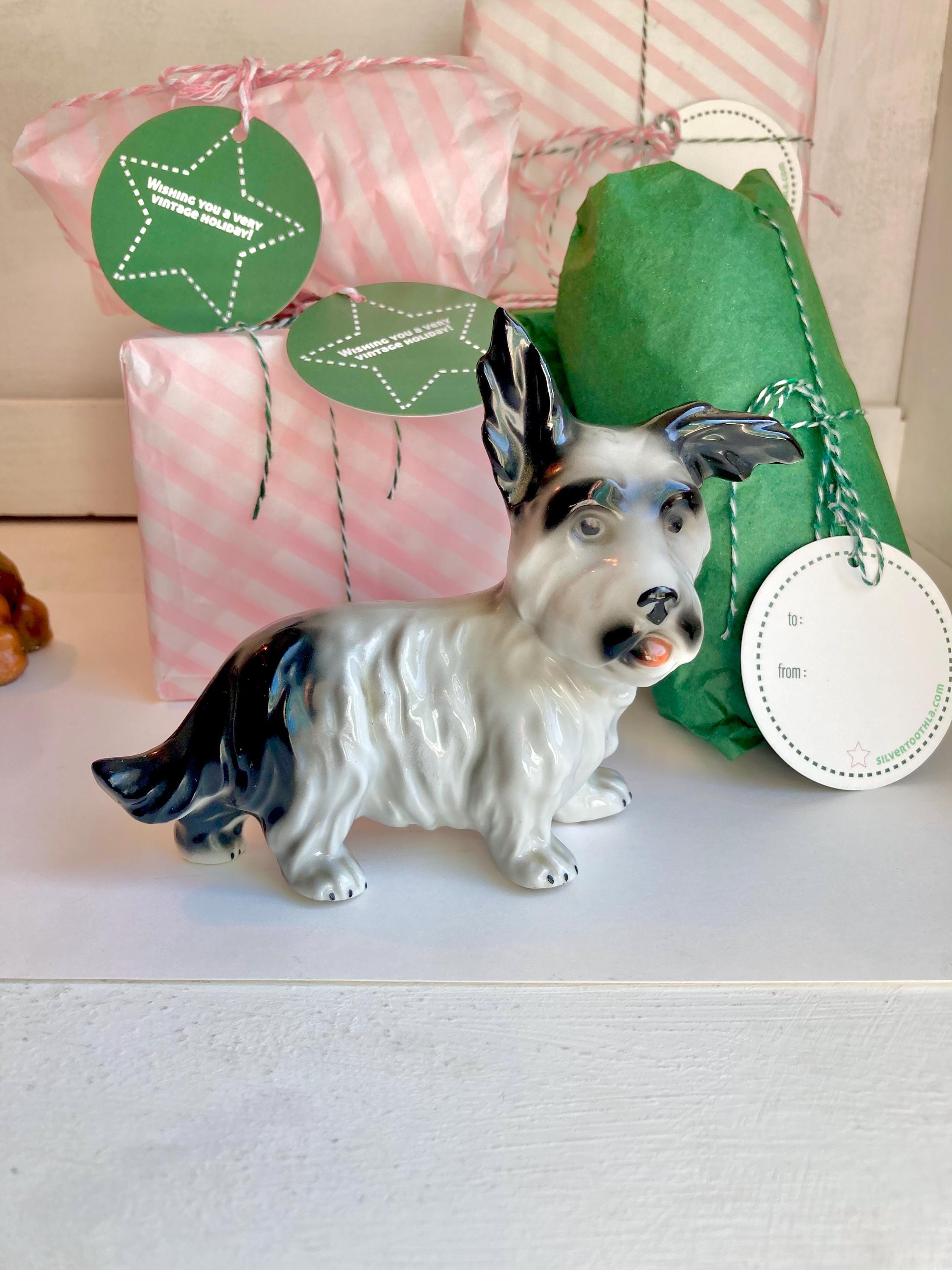 Vintage Hand Painted Porcelain Terrier Figurine: German Scotty Dog