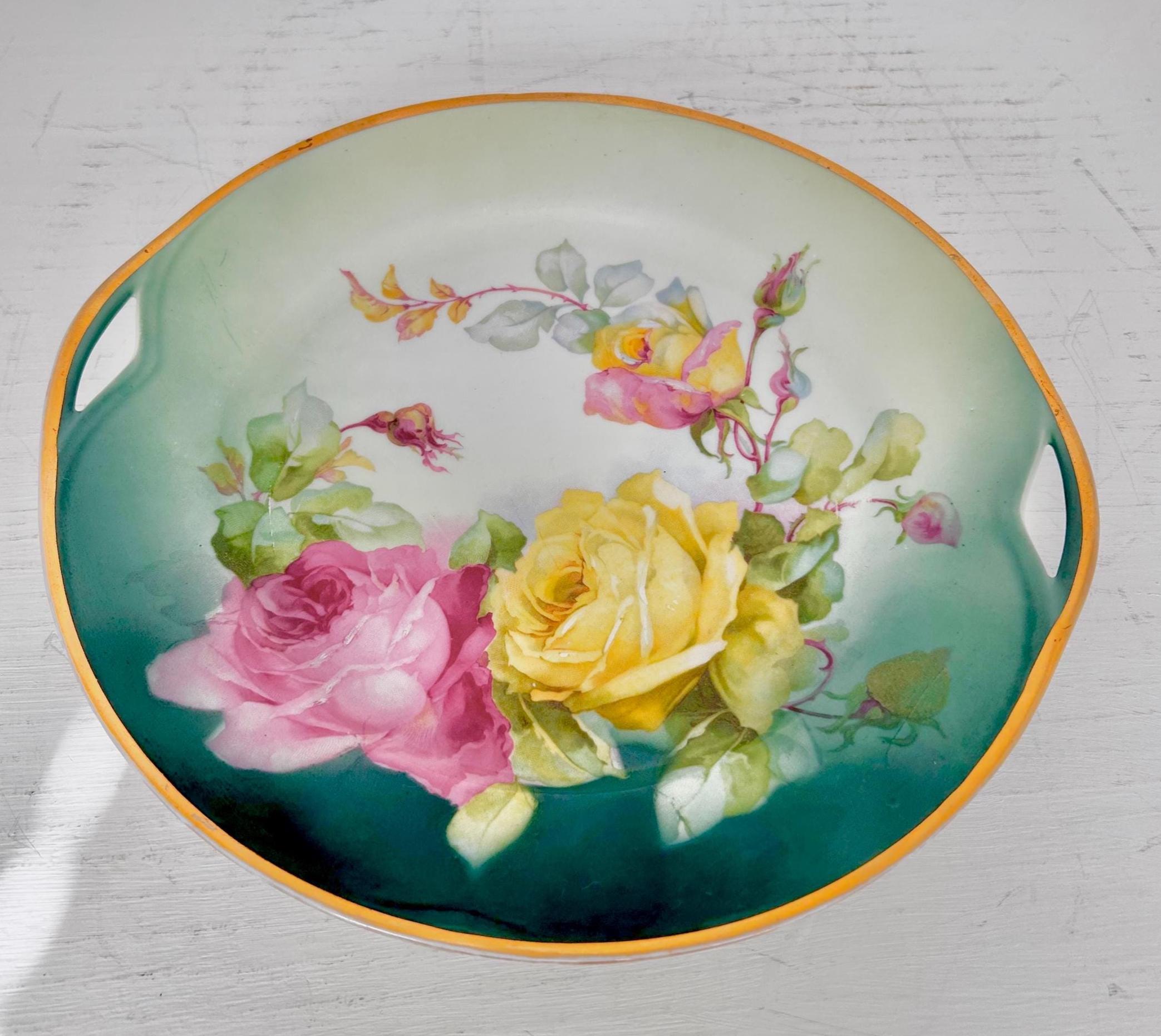 Vintage Porcelain Platter Transferware by Striegauer Porzellanmanufaktur, Germany