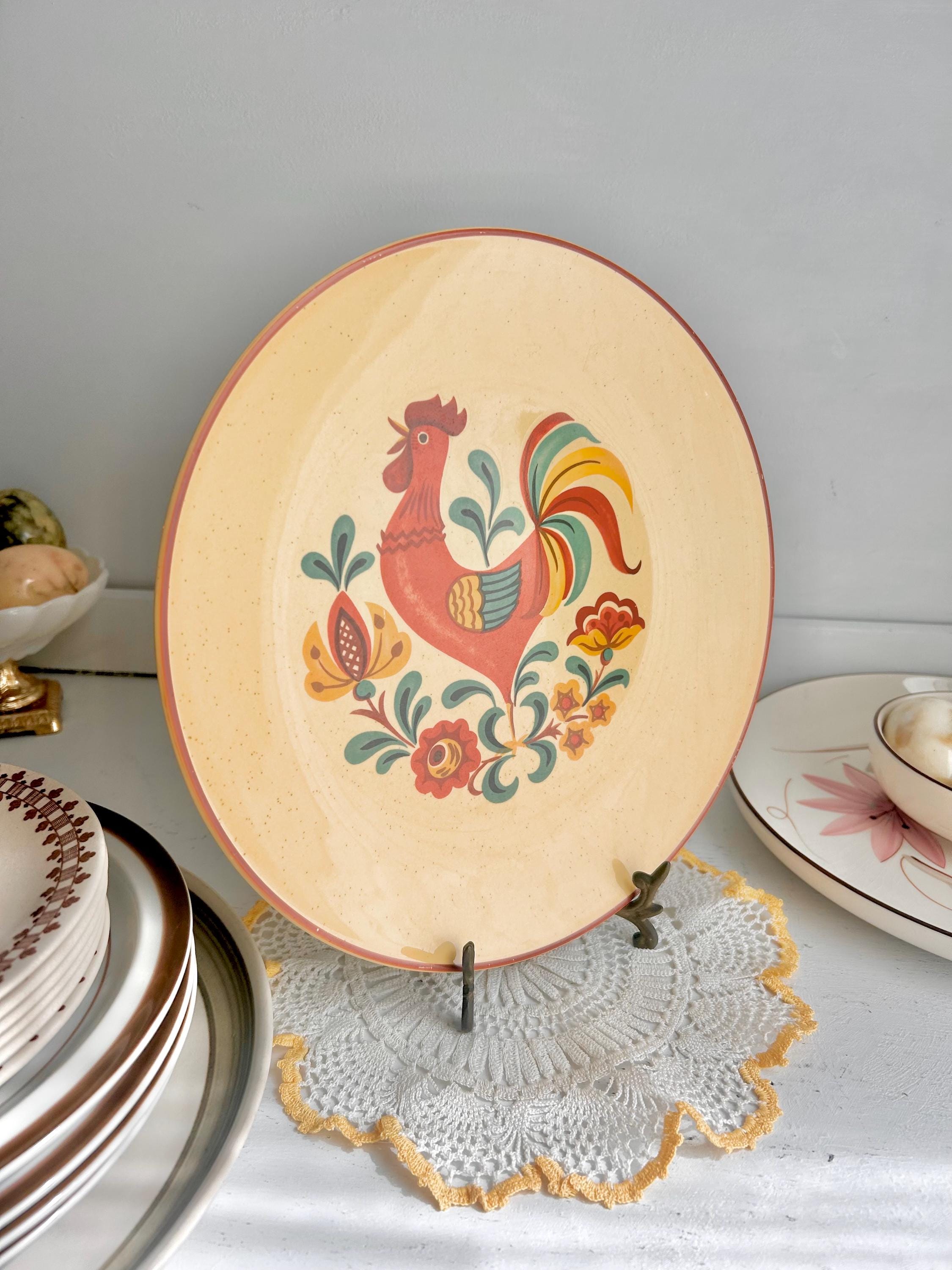 Vintage Taylor Smith & Taylor Rooster Plate: Cottage Farm Reveille Earthenware