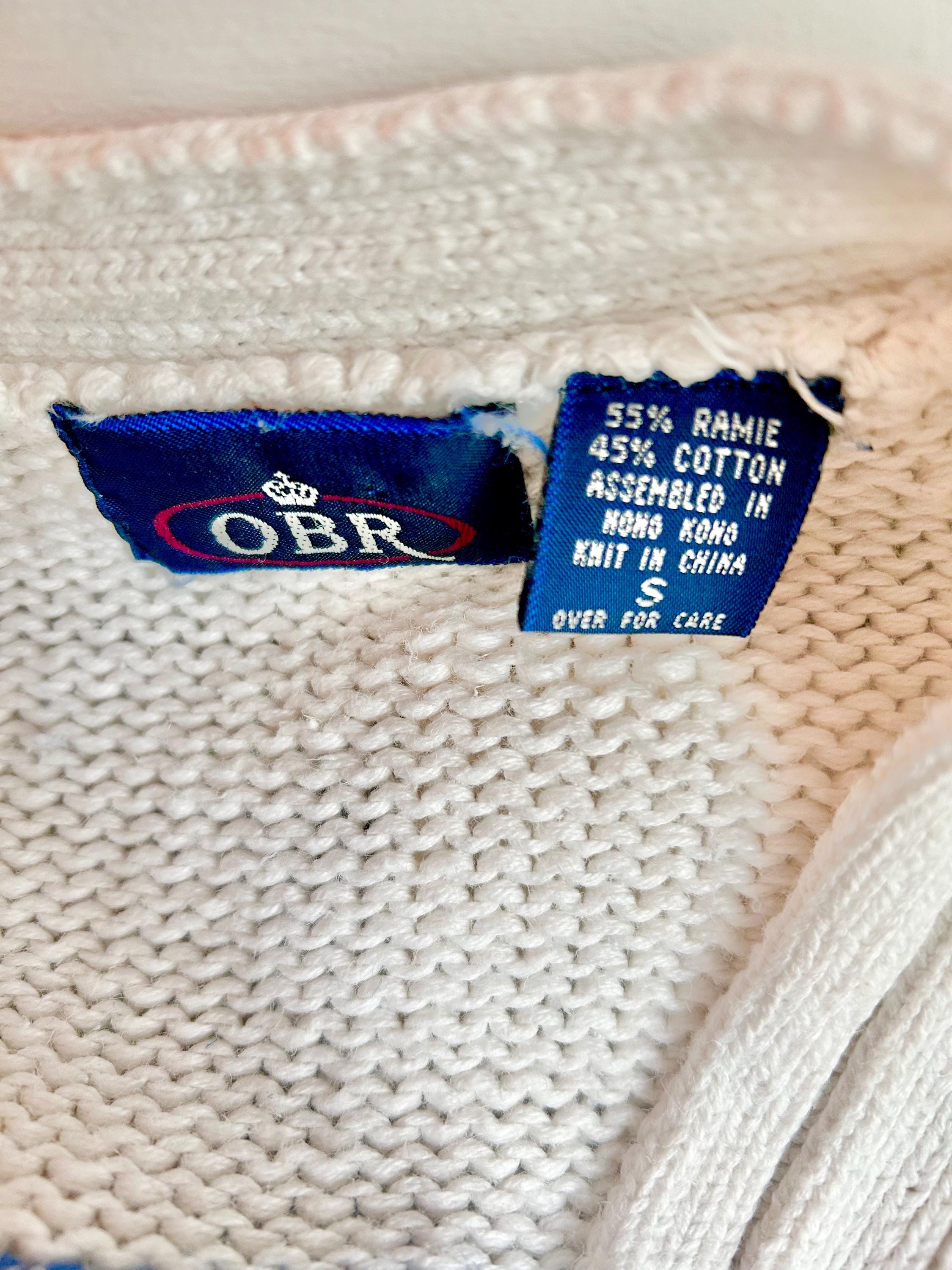 Vintage 80s Striped Cableknit Cropped Sweater - OBR Knits Small