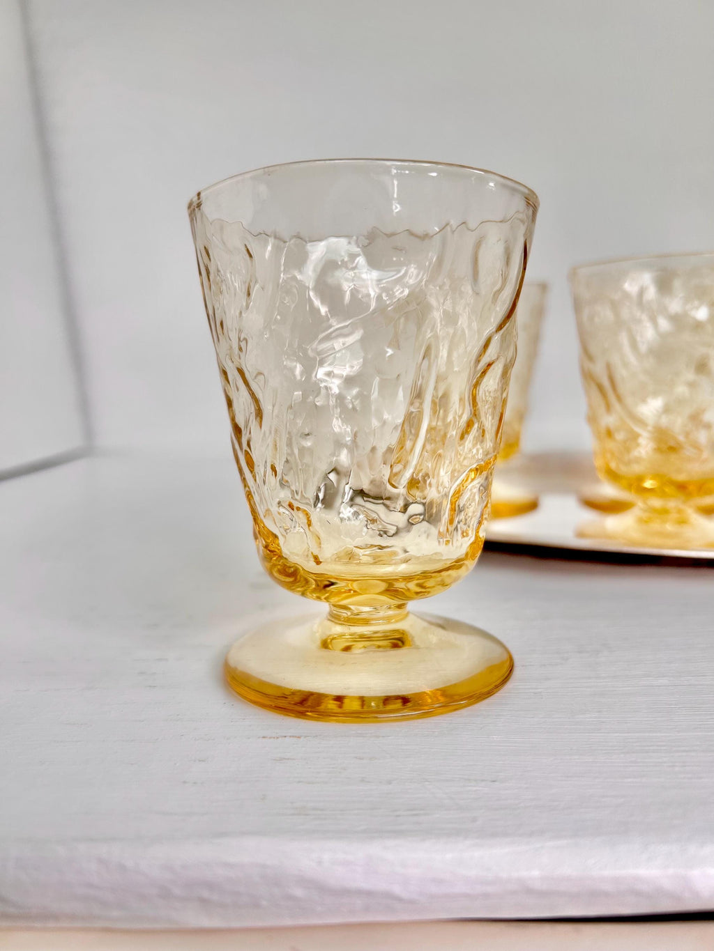 Vintage Bryce El Rancho Gold Textured Juice Glasses - Mid Century Set of 4