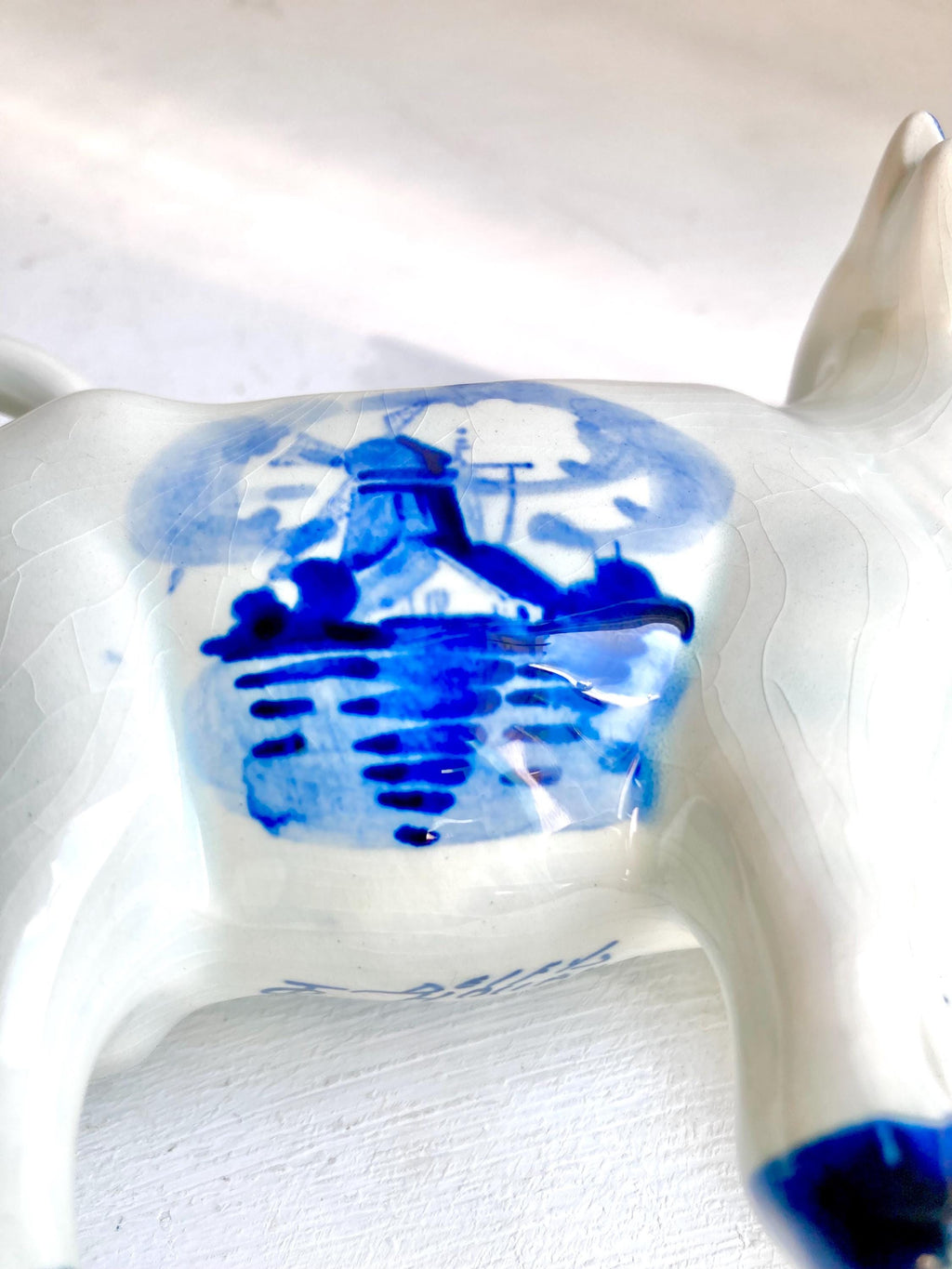 Vintage Delft Blue Ceramic Cow Creamer – Holland Windmill Design