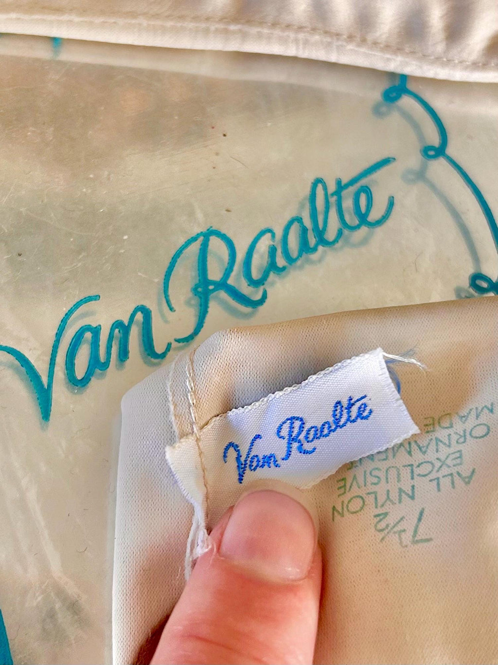 vintage Van Raalte Nylon Gloves in Cream, Brown
