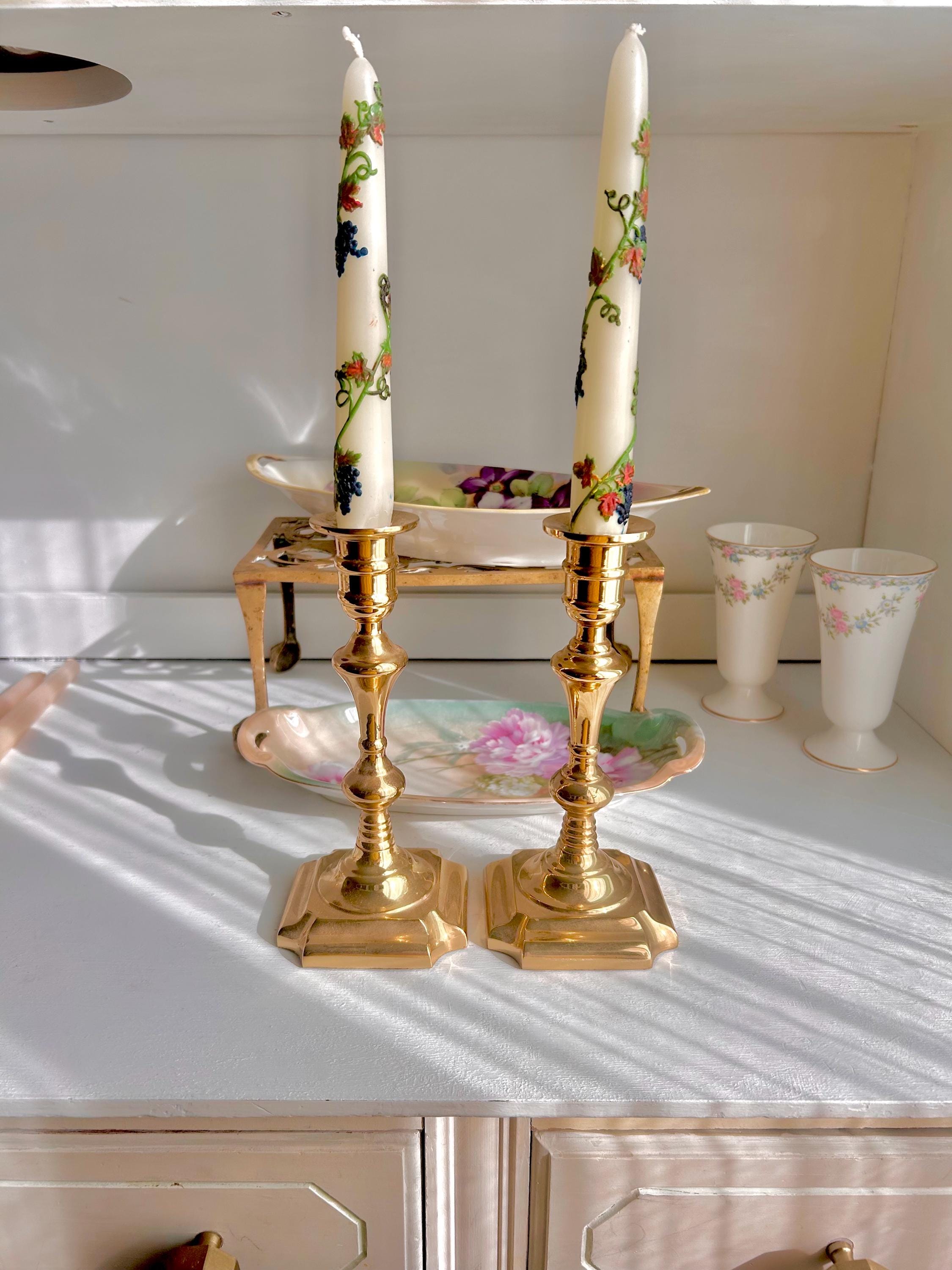 Vintage Solid Brass Candlestick Pair: Classical Taper Candle Holders