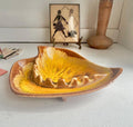 Vintage MCM Leaf Ashtray: Drip Glaze California Pottery