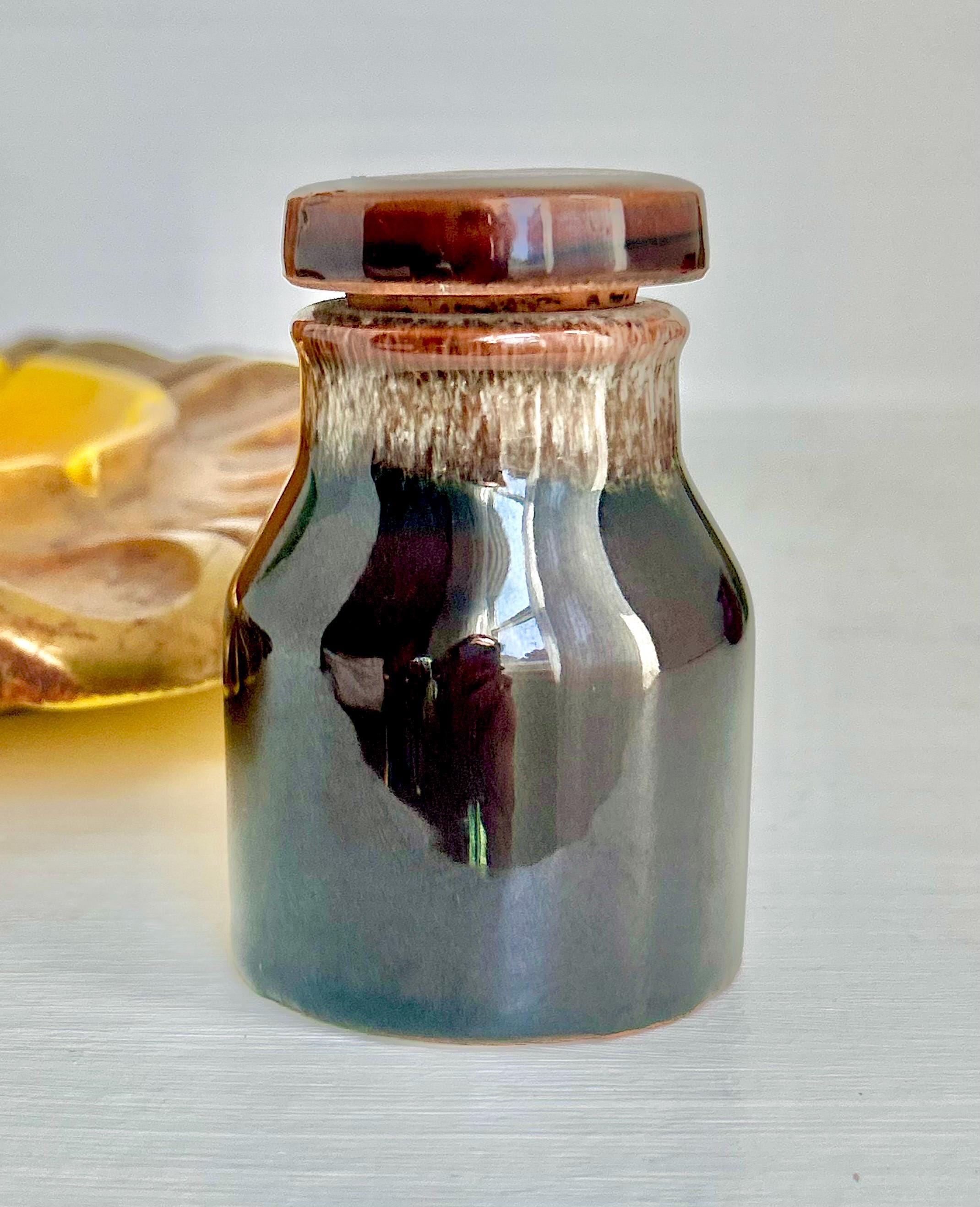 Vintage Drip Glaze Lidded Ceramic Pot: Dark Brown Beige