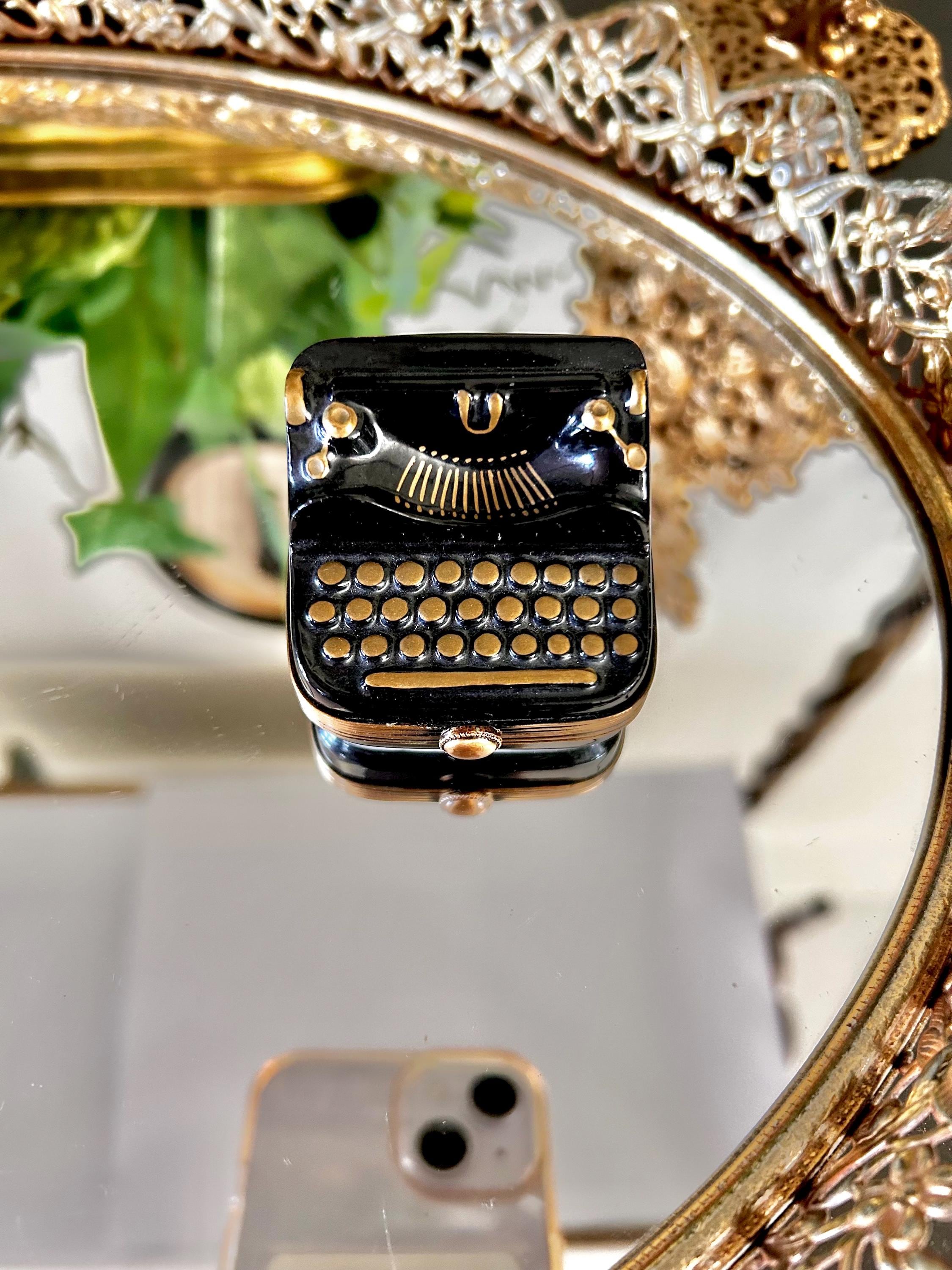 Vintage Limoges Peint Main Typewriter Porcelain Trinket Box