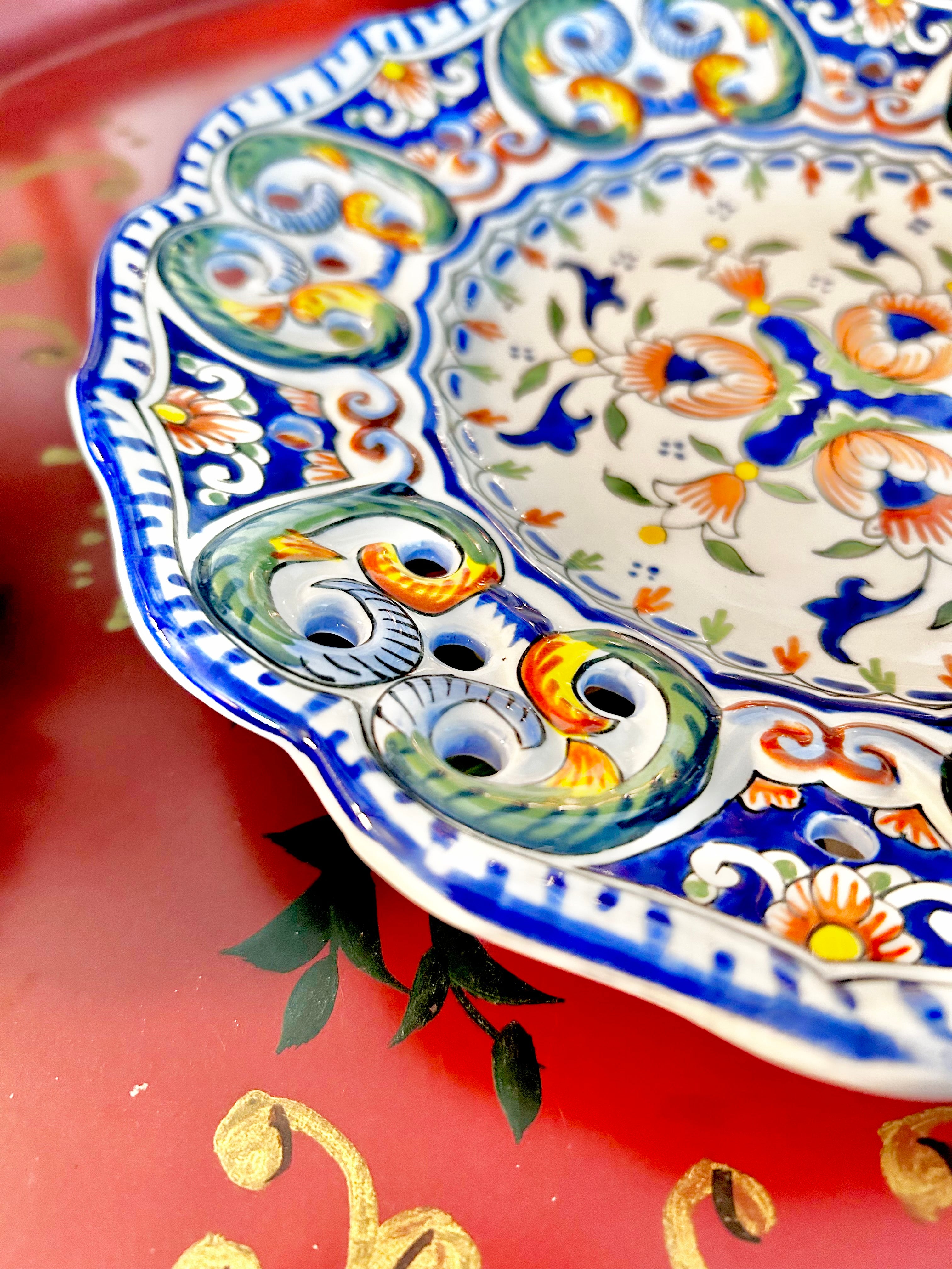 Vintage French Rouen Hand-painted Ceramic Plate