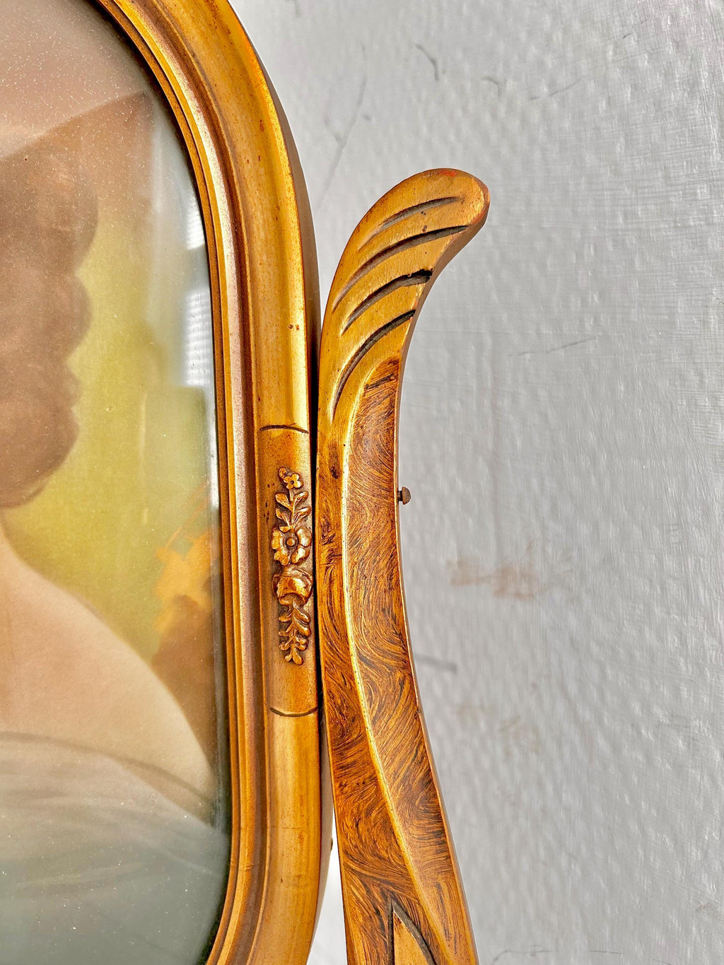 Antique Gilt Wooden Mantel Frame with Swivel Picture