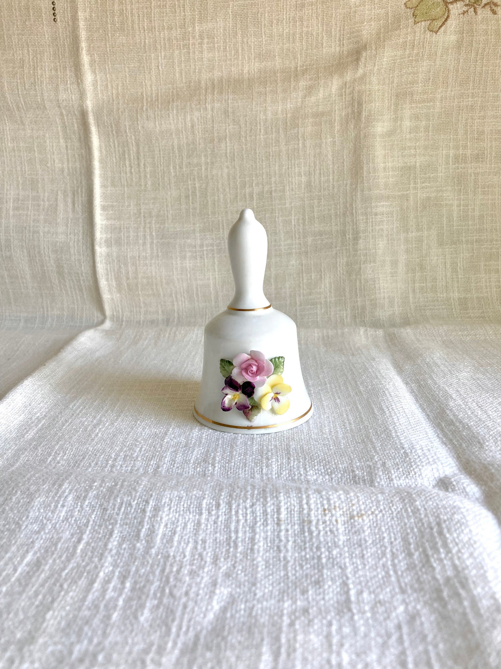 Vintage Coalport Bone China Bell: Applied Porcelain Flowers, England