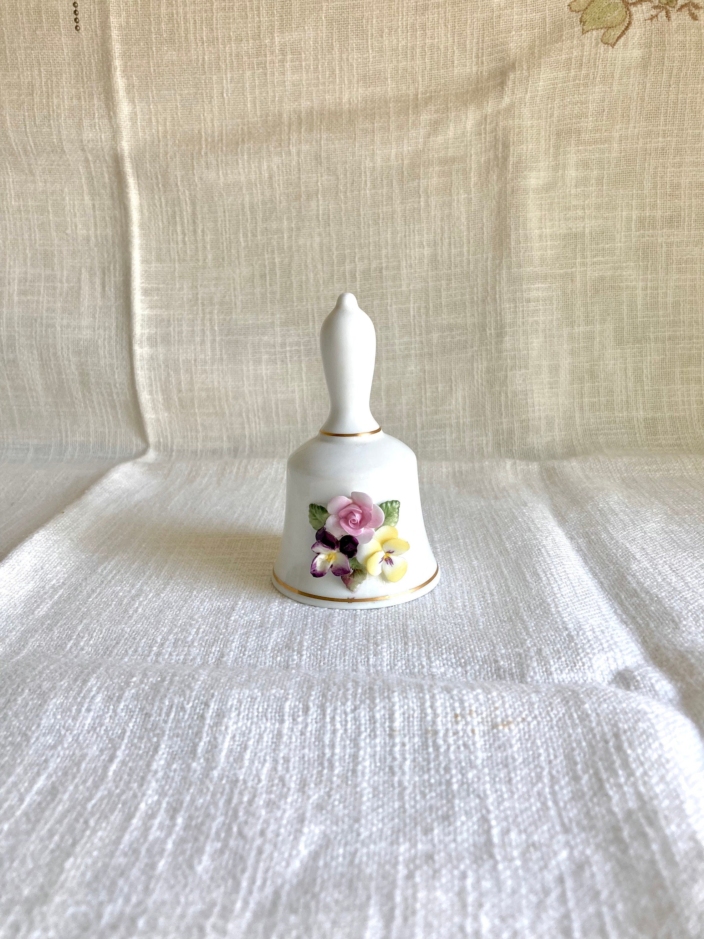 Vintage Coalport Bone China Bell: Applied Porcelain Flowers, England