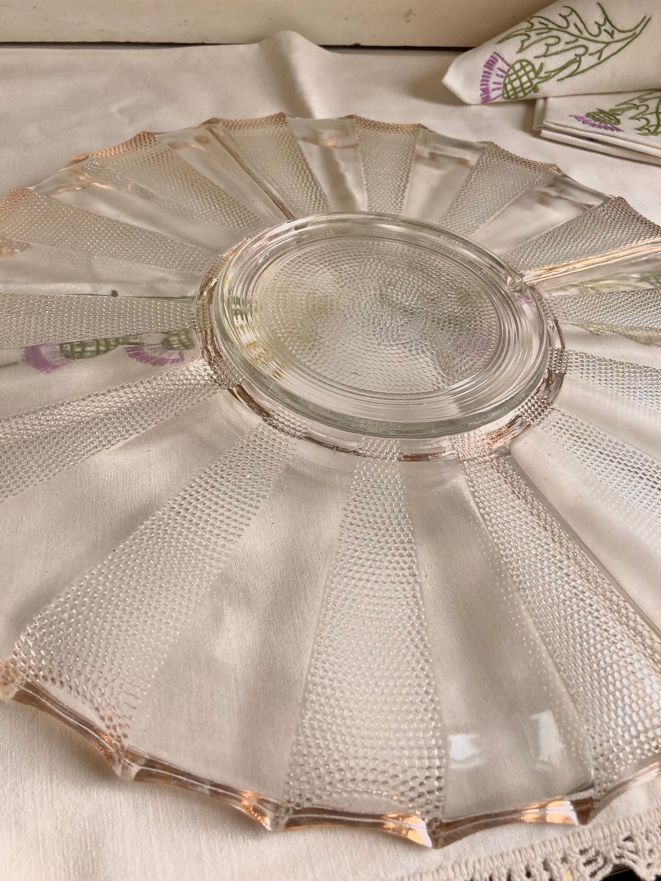 Vintage Jeanette Dewdrop Glass Serving Platter: Gold Wavy Edge, 5-Part Dish