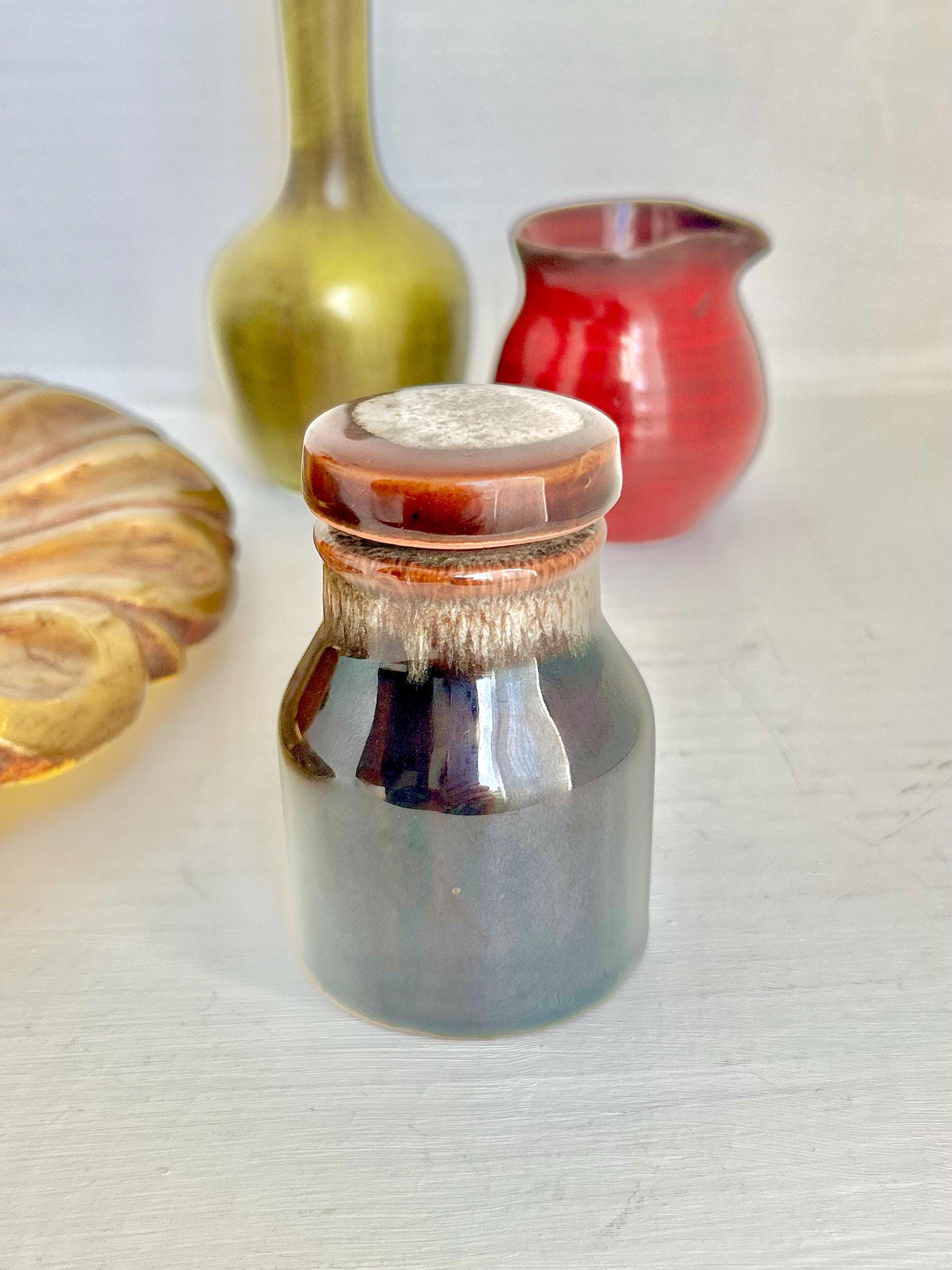 Vintage Drip Glaze Lidded Ceramic Pot: Dark Brown Beige