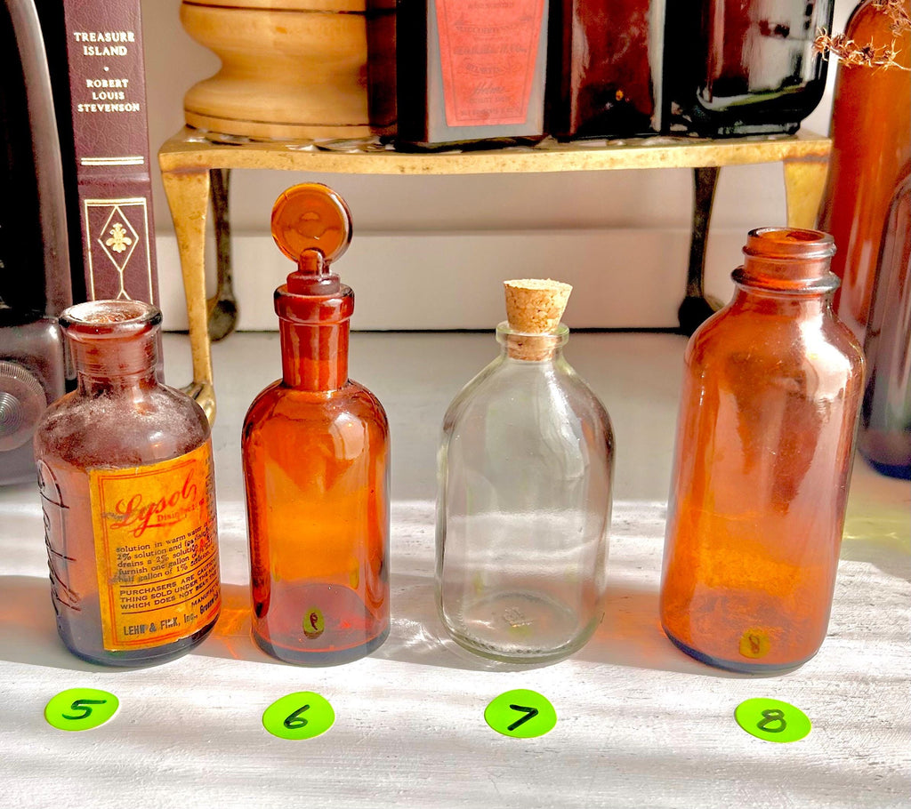 Vintage Amber Apothecary Bottles: Collectible Chemist & Liquor Glass - Sold Individually