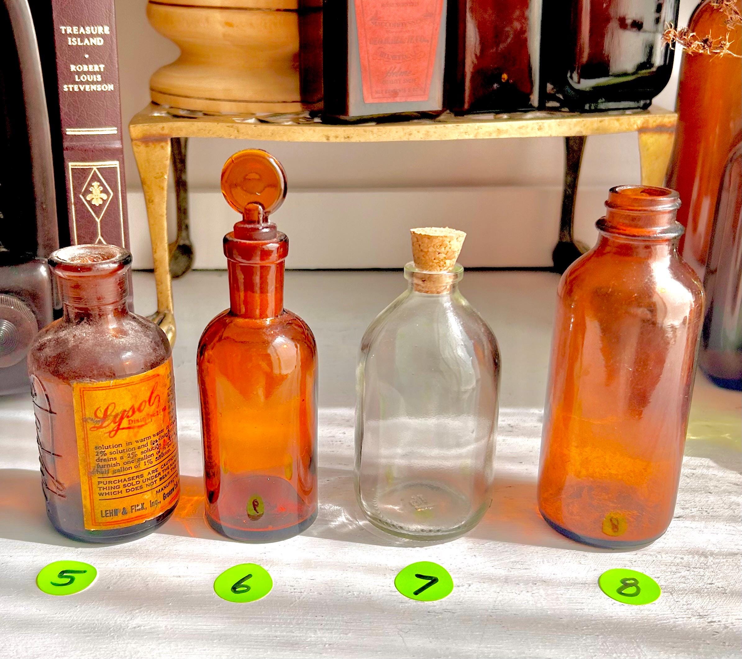 Vintage Amber Apothecary Bottles: Collectible Chemist & Liquor Glass - Sold Individually