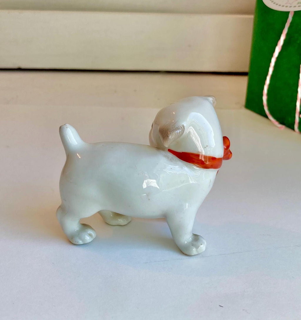 Vintage Bonzo Dog Figurine: Hand-Painted Porcelain, Pfeffer Gothe Germany, 1930s