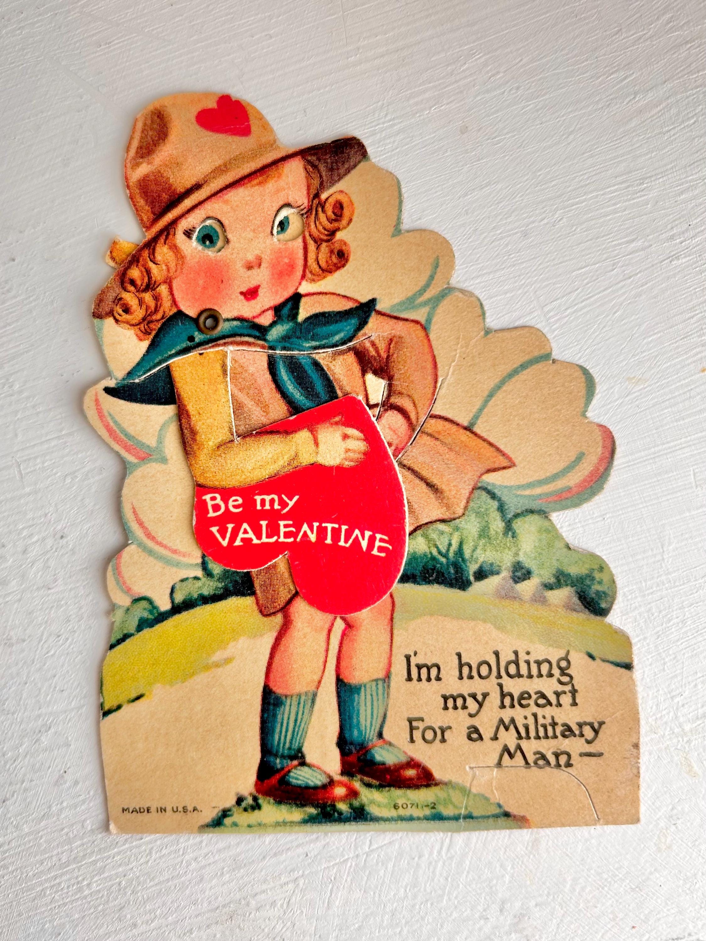 Vintage Die-Cut Paper Valentine: 1930s/40s Moveable Love Greeting