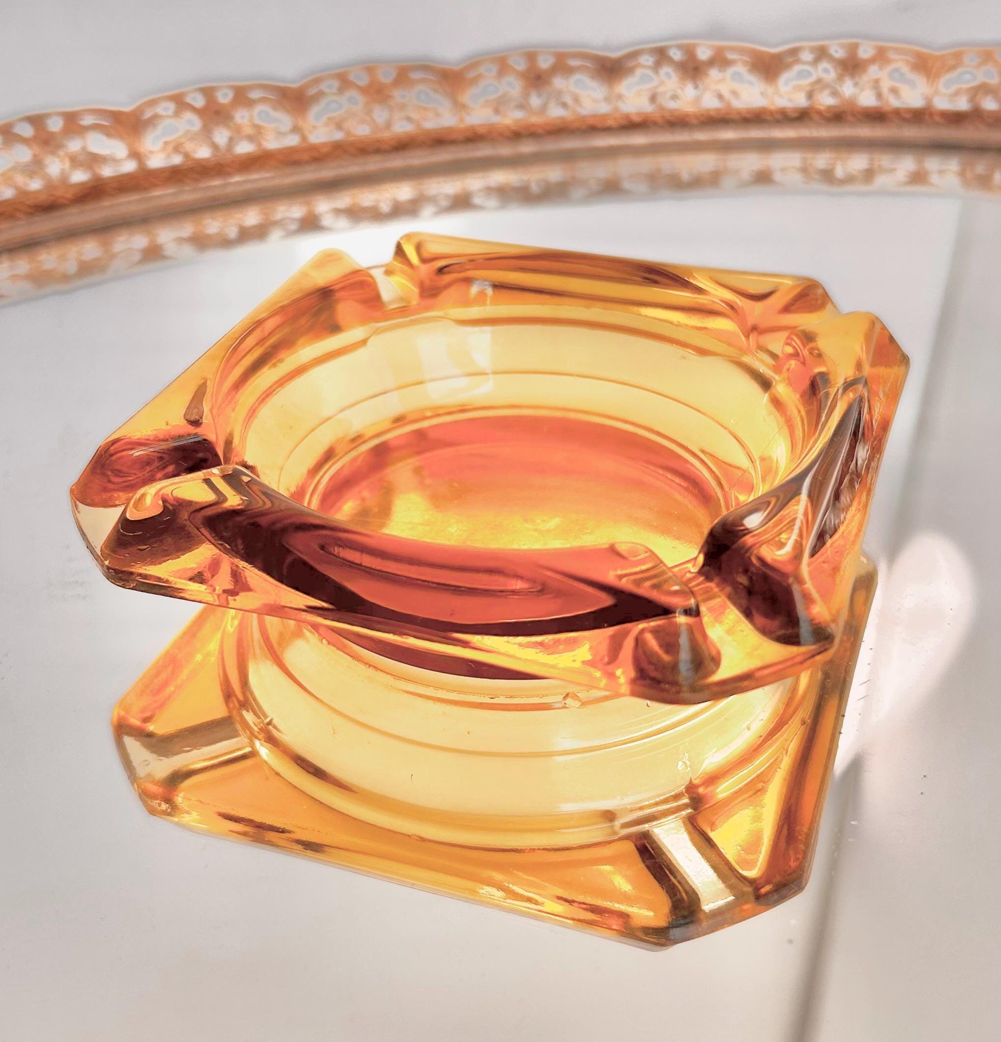 Vintage Glass Ashtrays - Choose from Amber, Clear, Smoke Glass - Collectible Mid Century Tobacciana