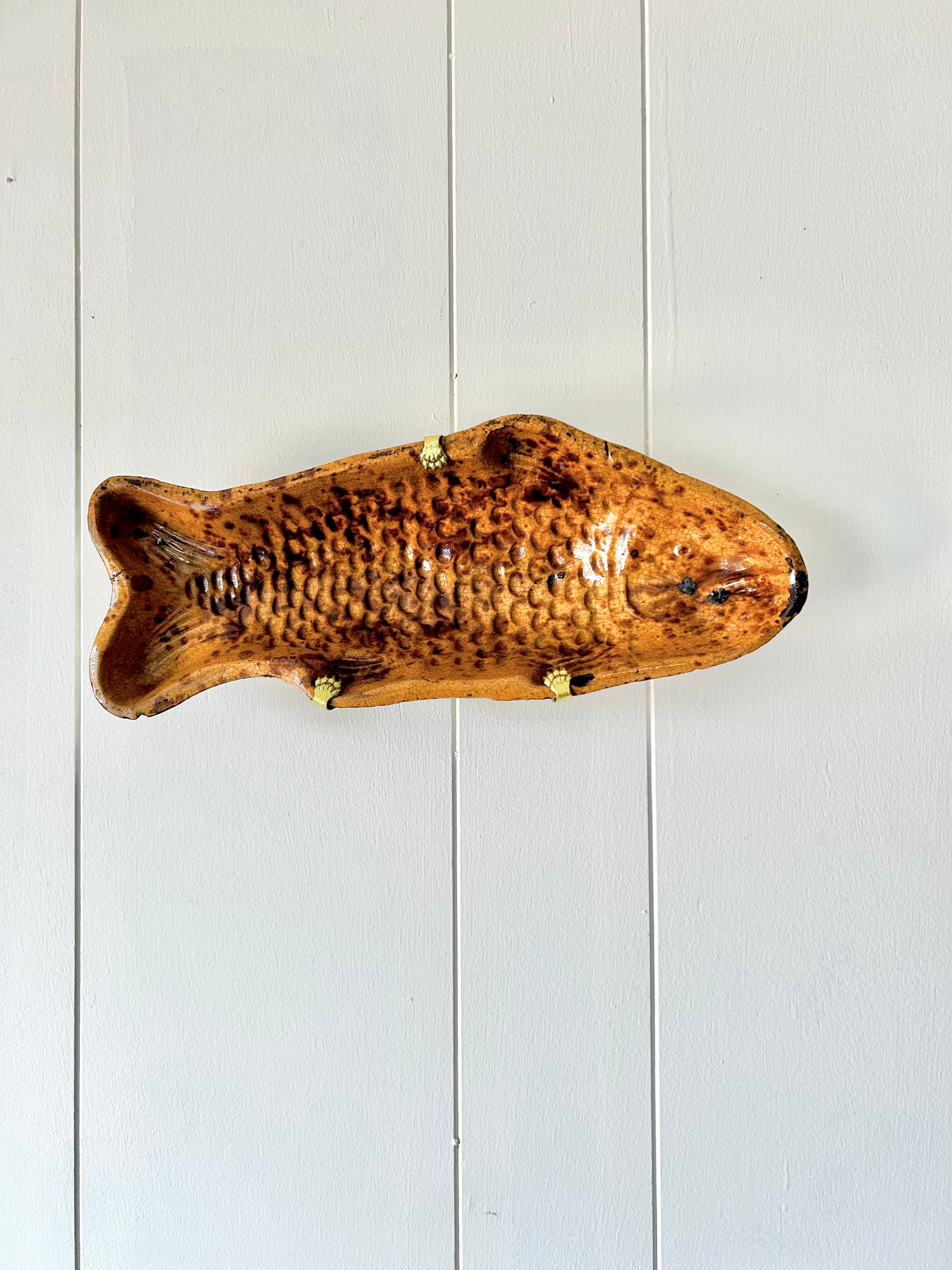 Antique Ceramic Footed Fish Mold