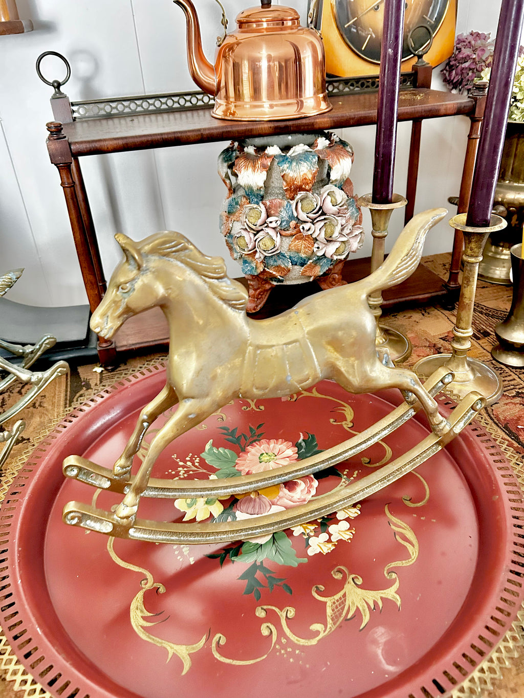 Vintage Solid Brass Rocking Horses
