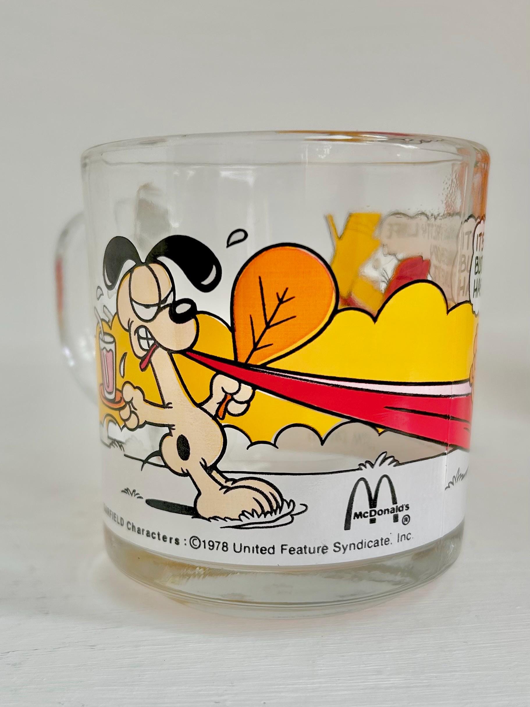 Vintage 1978 Garfield McDonald's Mug: Jim Davis Comic Art Glass Cup