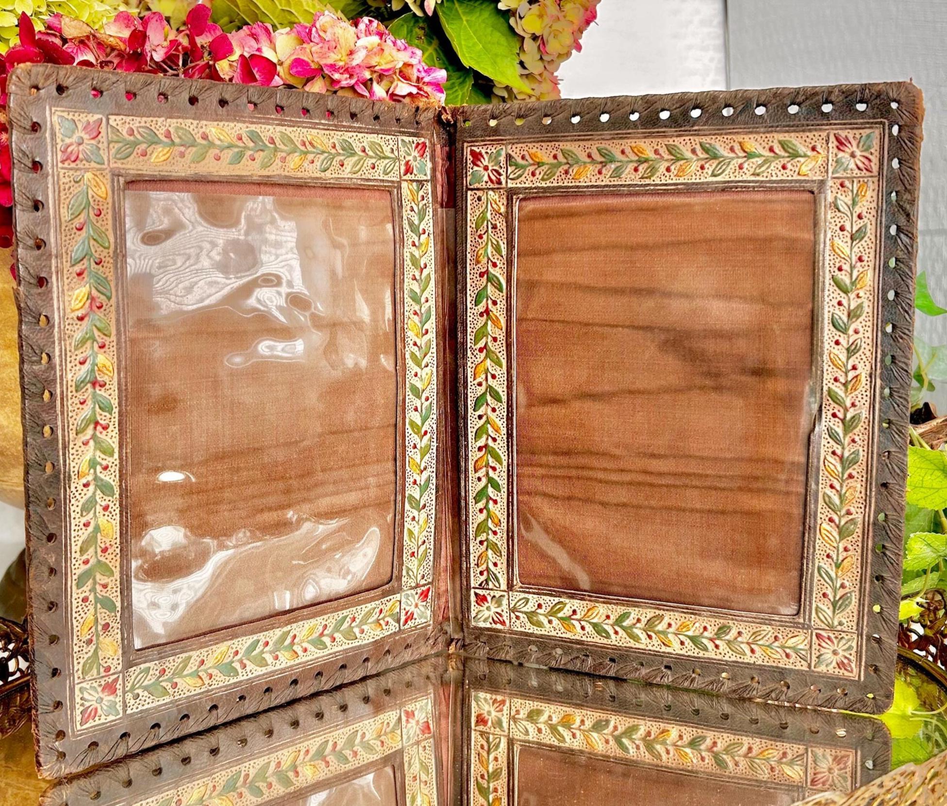 Vintage Italian Leather Old World Picture Display Folder