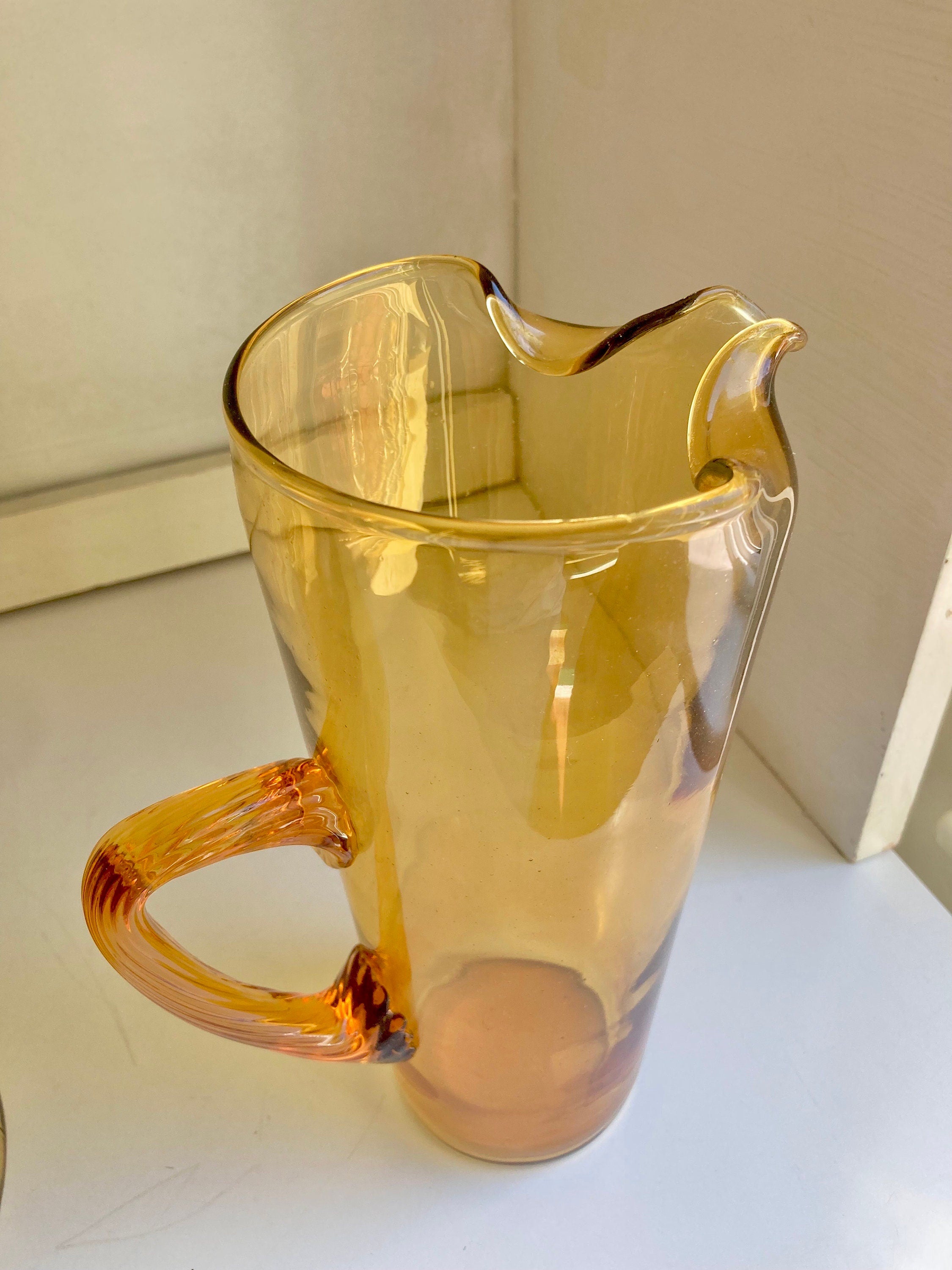 Vintage Amber Glass Barware - Pitchers and Tumblers: Choose from 3