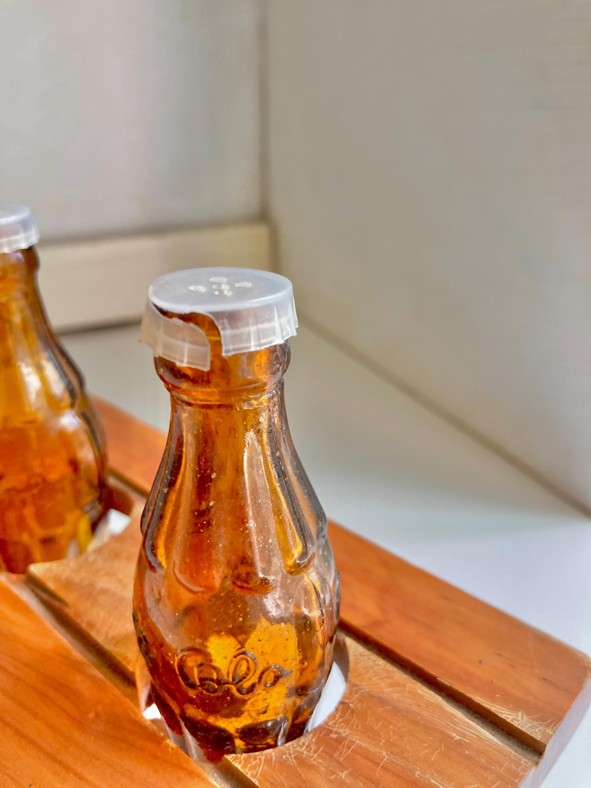 Vintage Salt and Pepper Shaker Set with Coca Cola Bottles and wooden Picnic Table