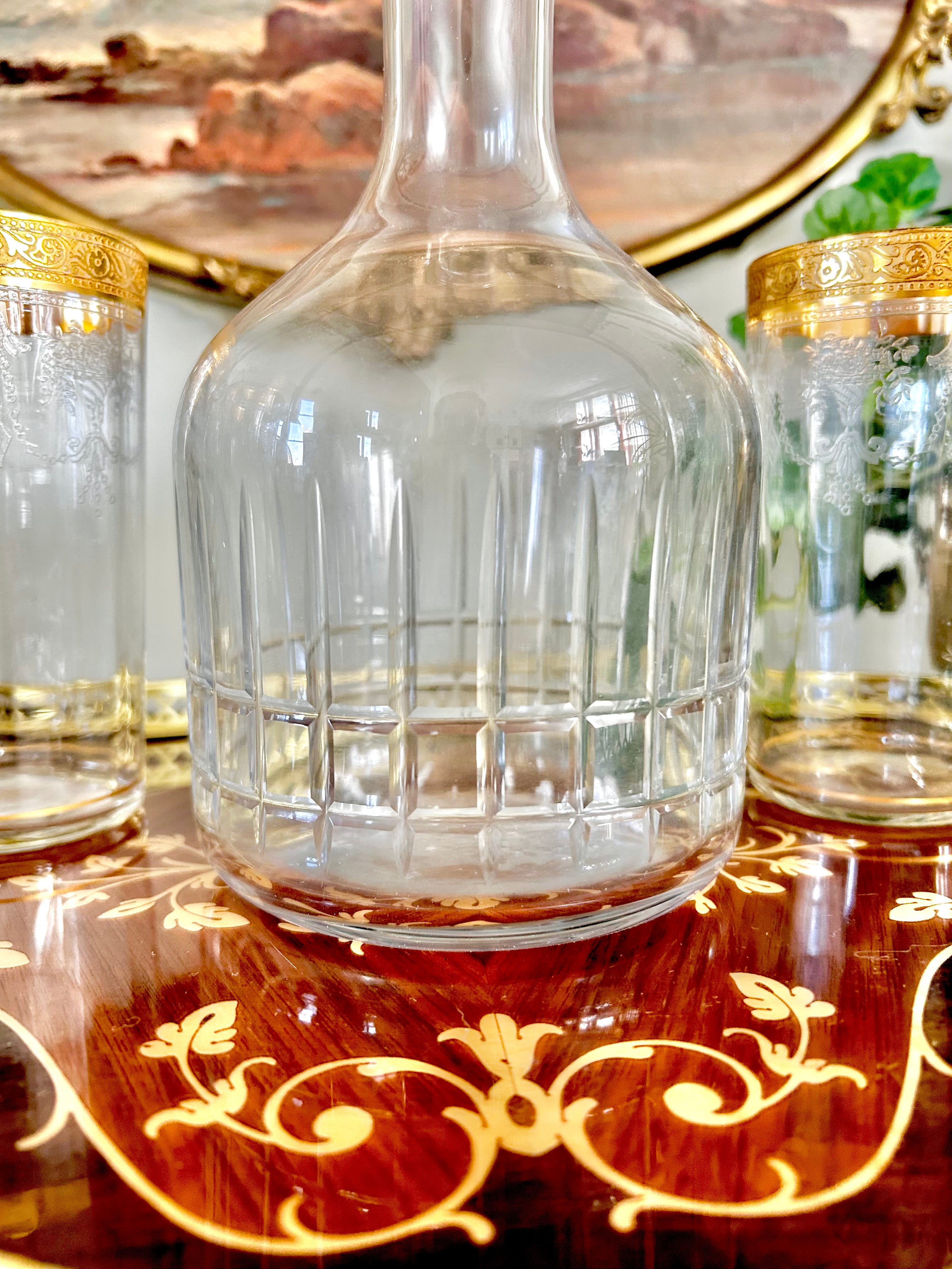 Vintage MCM Cut Crystal Glass Decanter