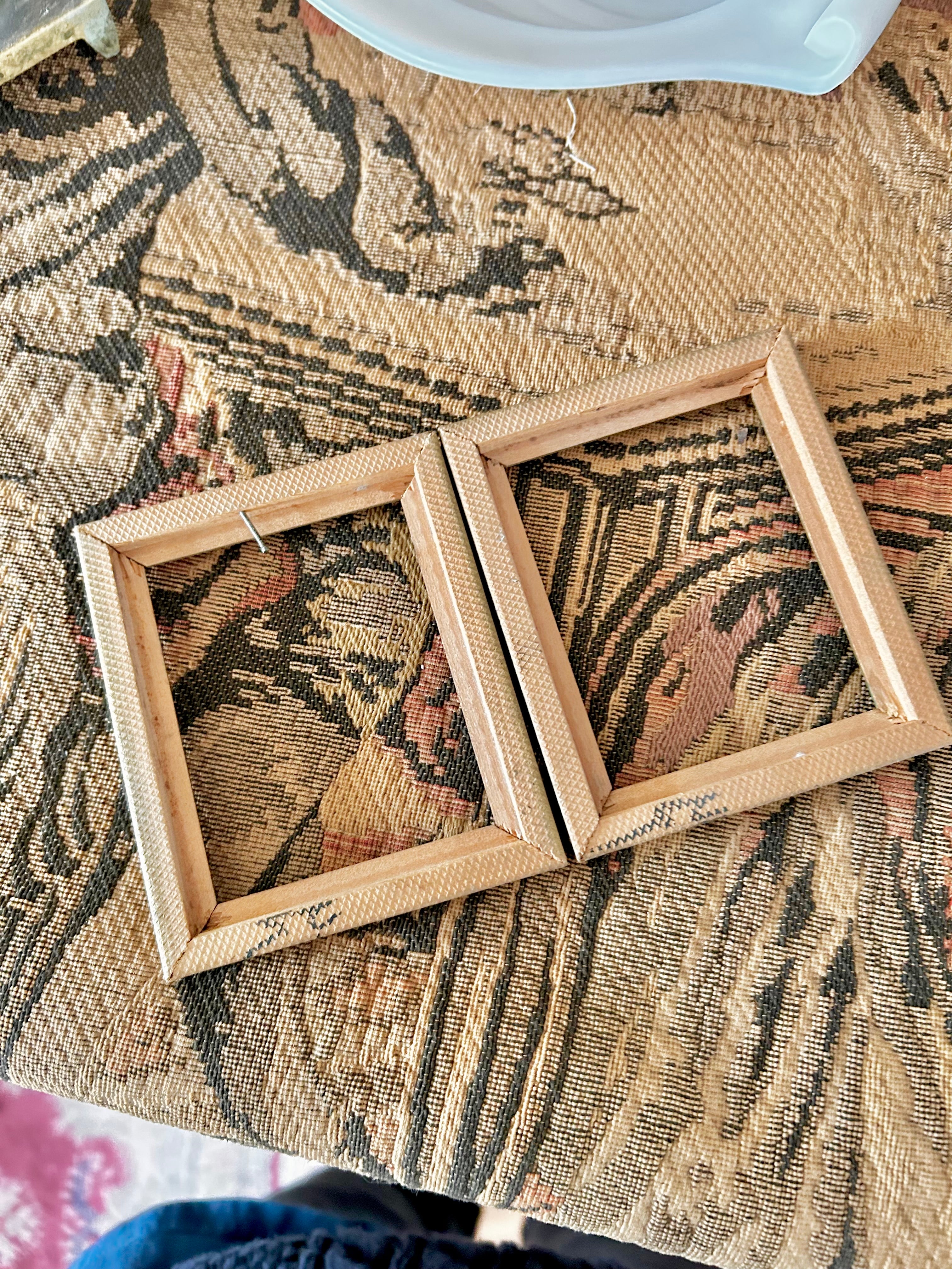 Tiny Vintage Wooden Frame Pair