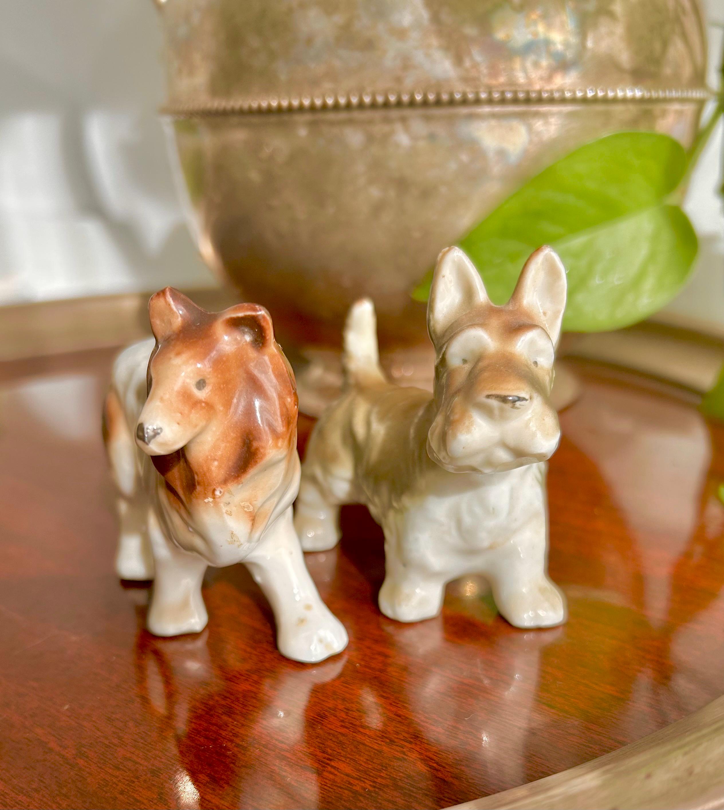 Vintage Ceramic Hand-painted Dog Figurines, Made in Japan - Choose from two: Collie or Terrier