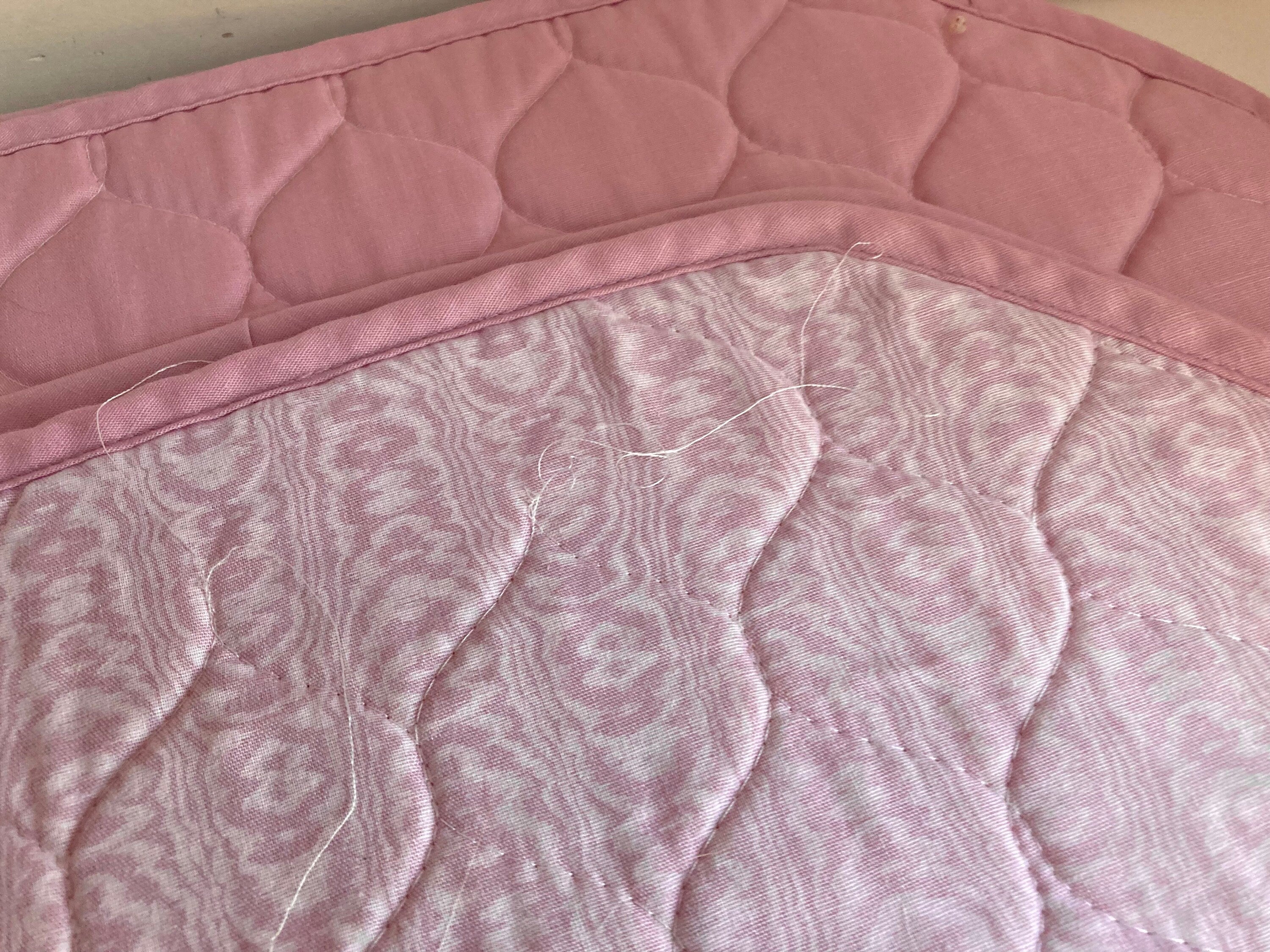 Vintage Quilted Placemat & Napkin Set: 1980s Dusty Rose Table Linens