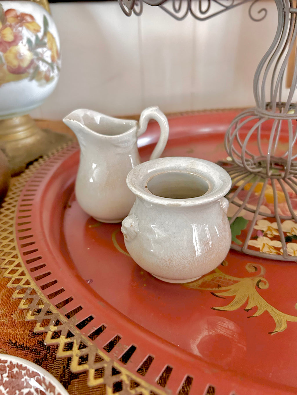 Vintage Ironstone Small Creamer and Bowl
