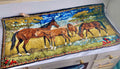Vintage Italian Horse Tapestry: Kitsch Western Wall Hanging