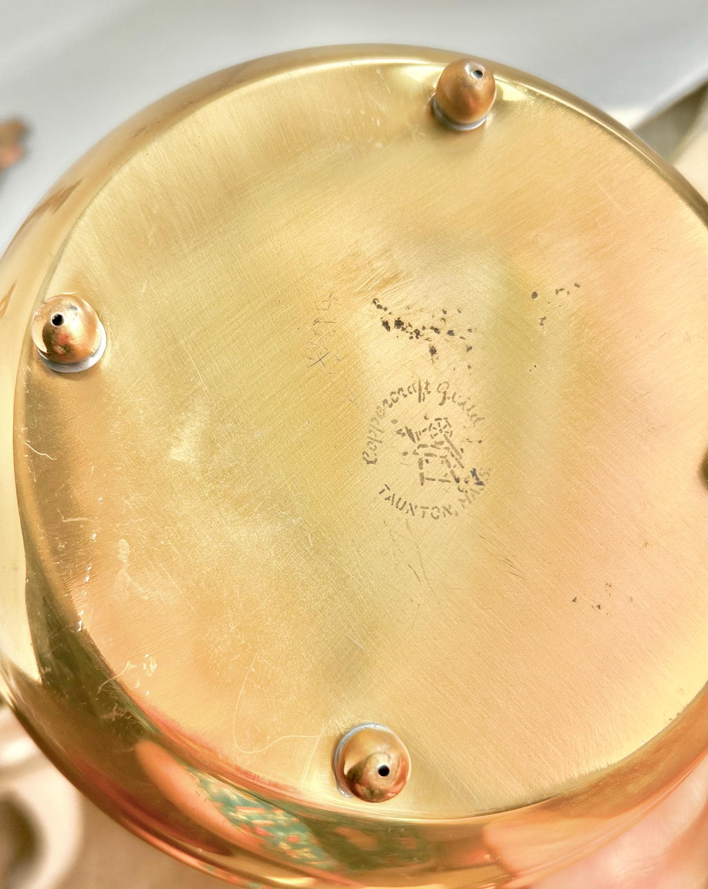Vintage Coppercraft Guild Brass Bowl: Ridged Design, Ball Feet
