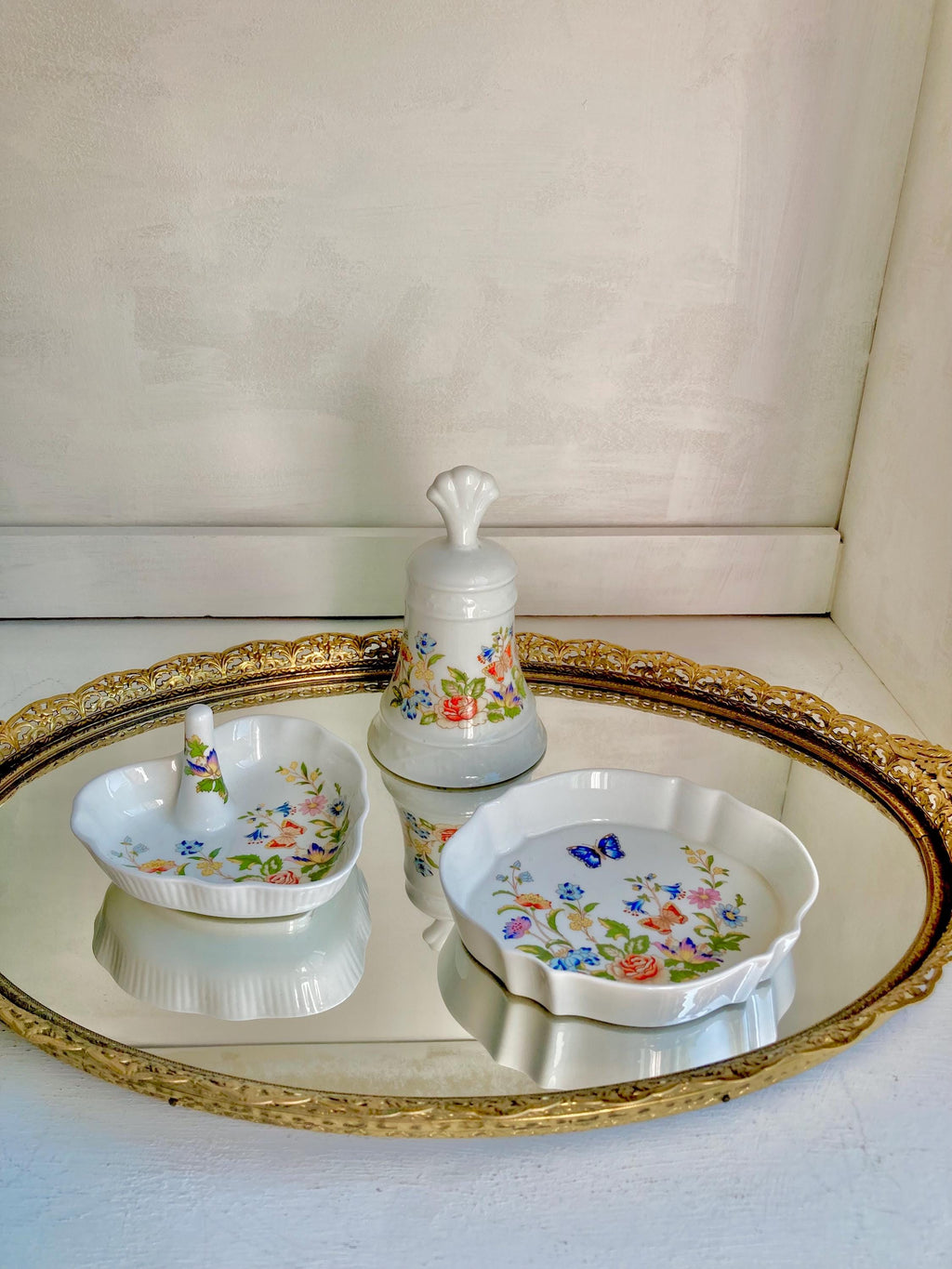 Vintage Aynsley Cottage Garden Fine Bone China, England, Floral Dishes