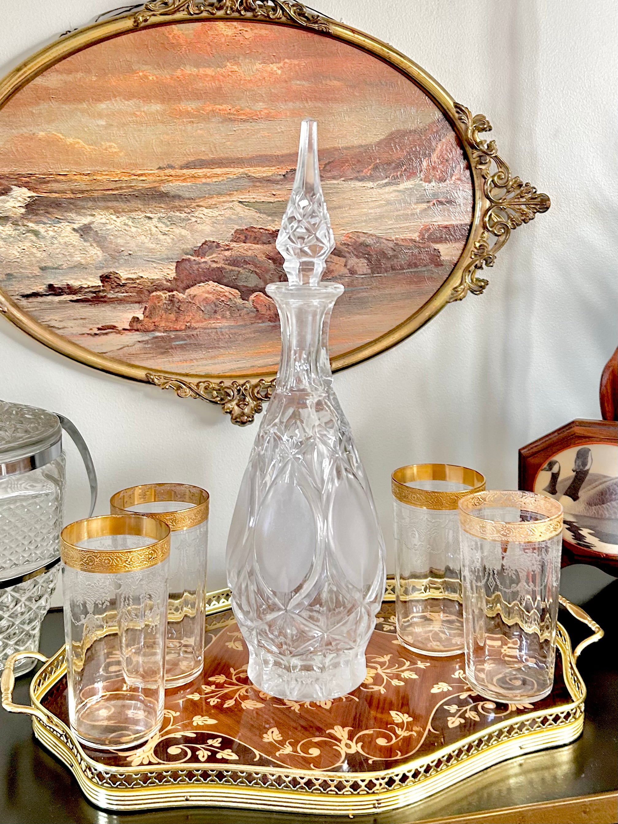 Vintage Cut Crystal Glass Decanter