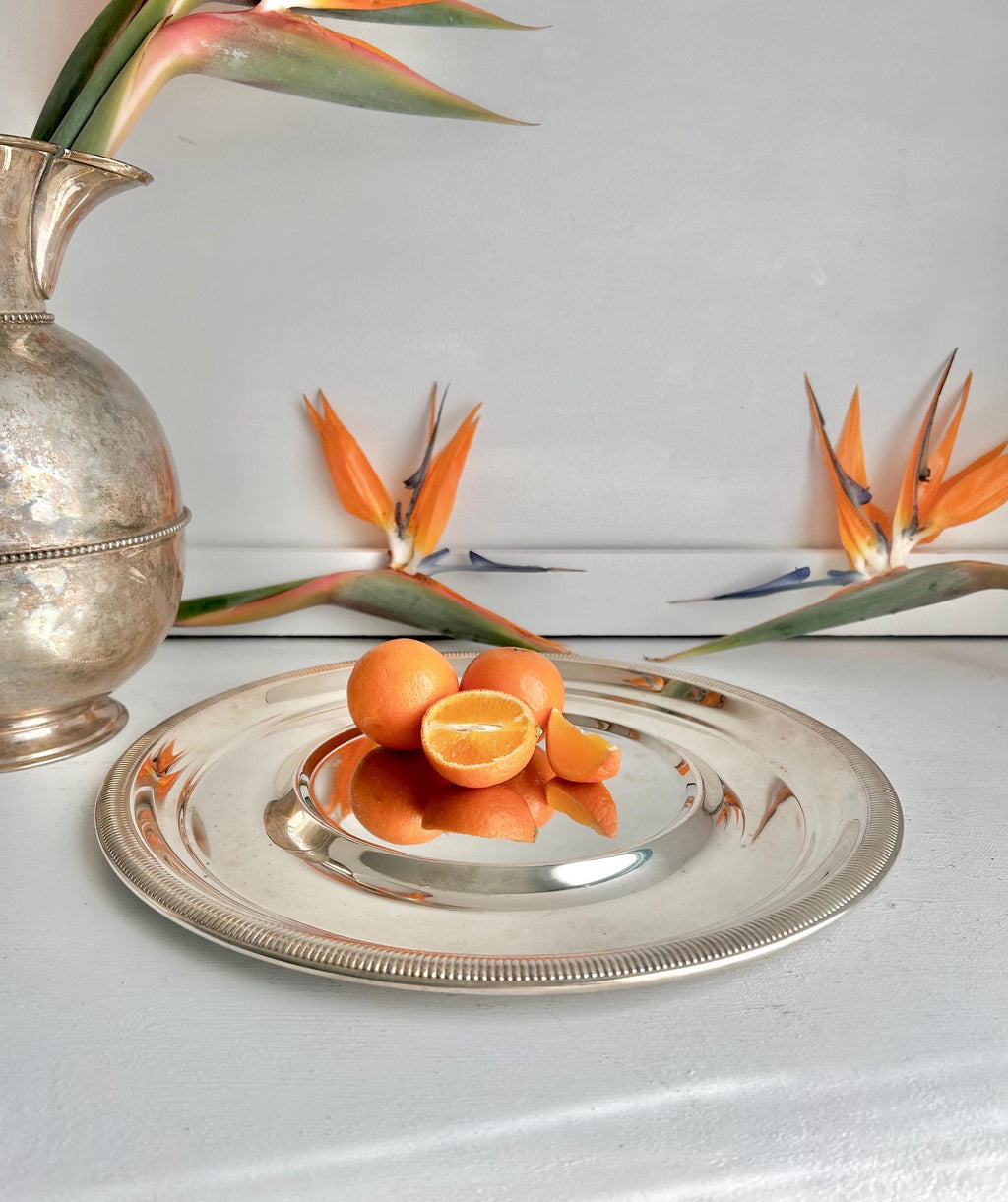 Vintage Gorham Silver-plated Newport 12" Underplate - Sleek Serving Platter with Gadroon Rim
